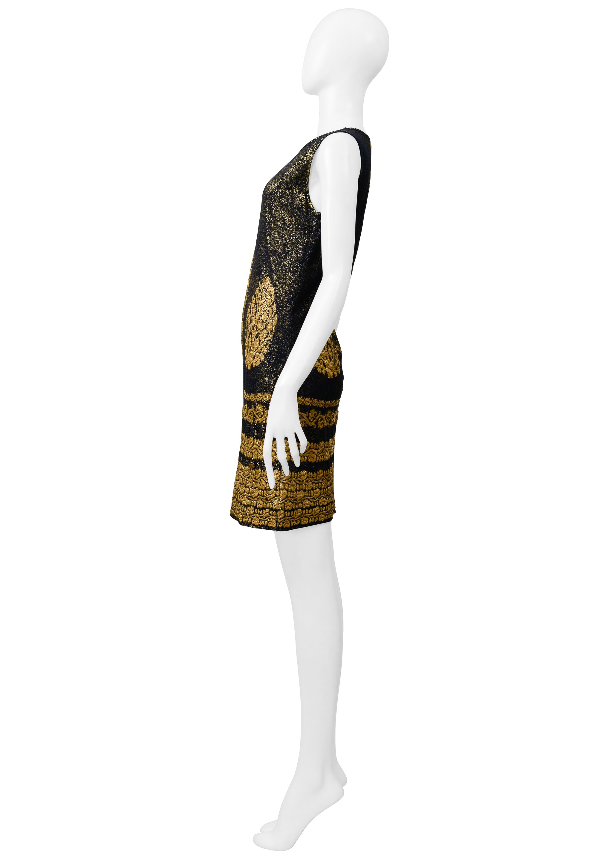 CHANEL BLACK & GOLD METALLIC MINI DRESS 2010