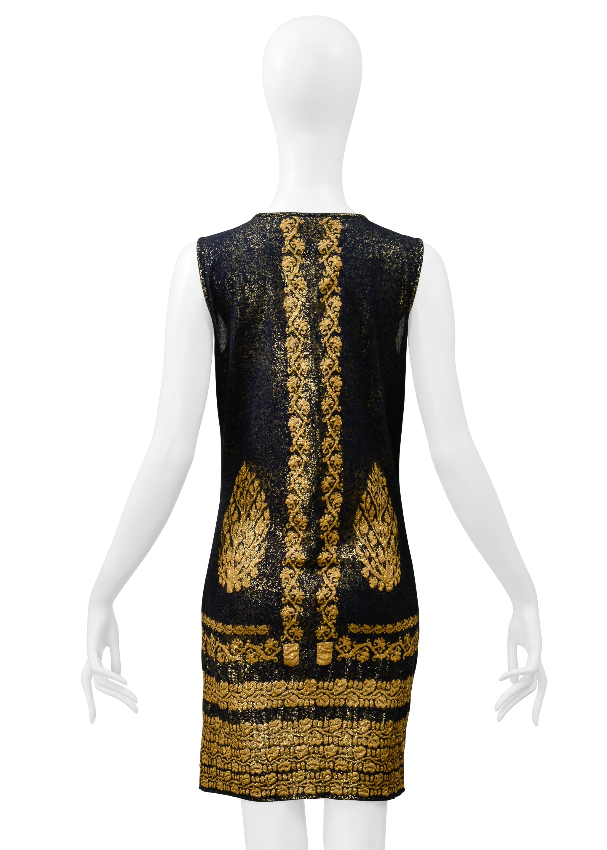 CHANEL BLACK & GOLD METALLIC MINI DRESS 2010