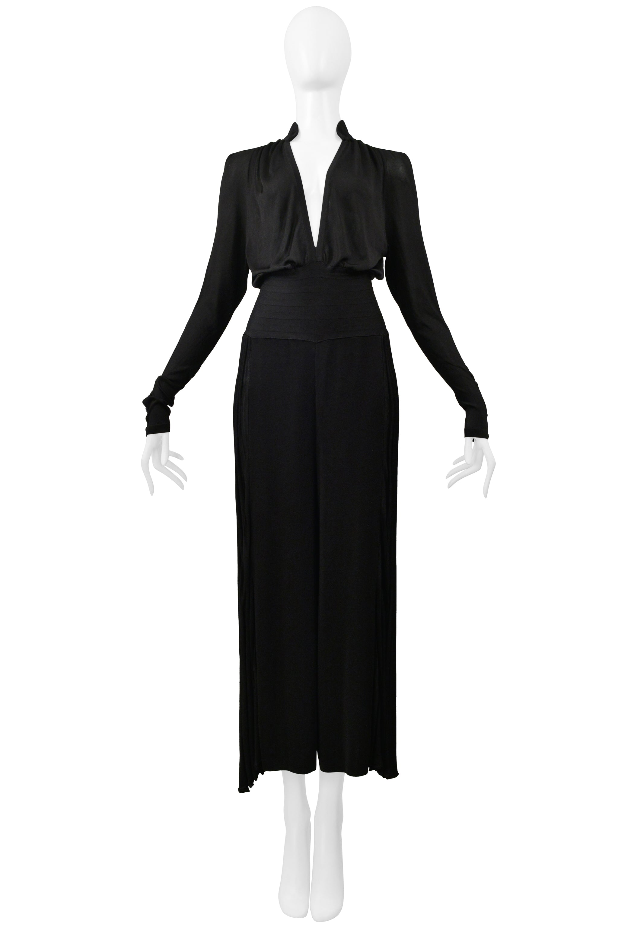 CHANEL BY KARL LAGERFELD BLACK VISCOSE JERSEY JUMPSUIT 2008