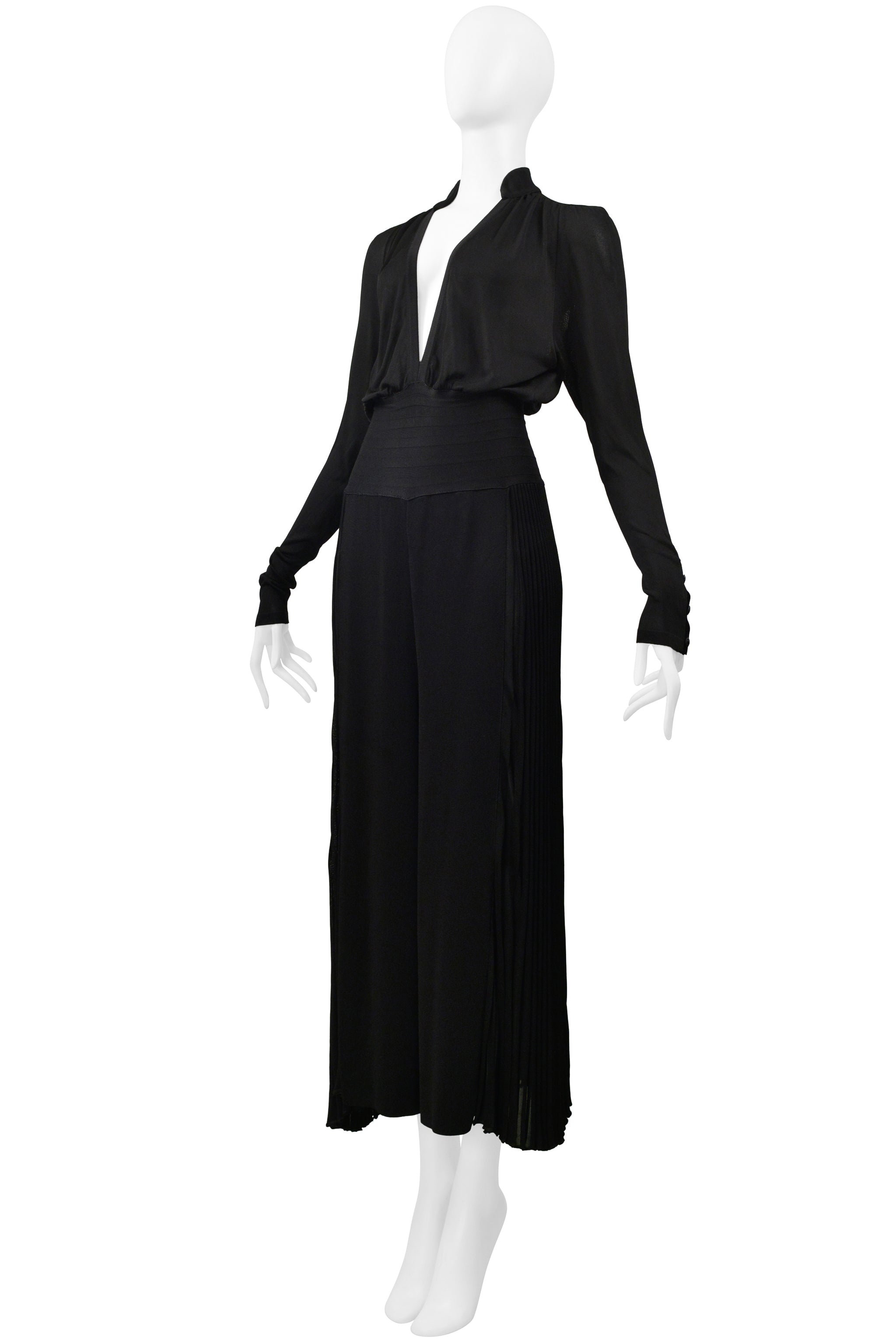 CHANEL BY KARL LAGERFELD BLACK VISCOSE JERSEY JUMPSUIT 2008