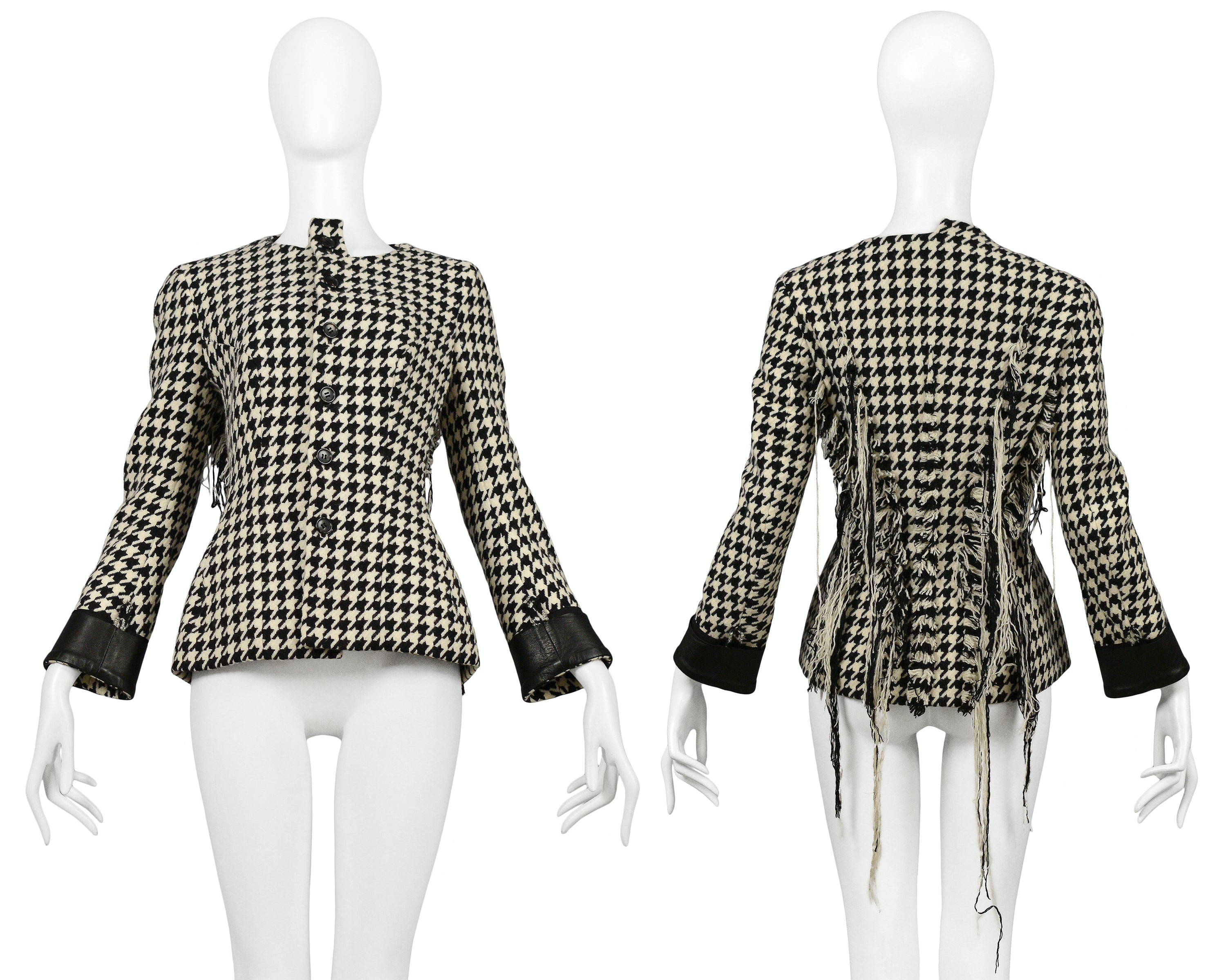 YOHJI YAMAMOTO BLACK & WHITE WOOL HOUNDSTOOTH CHECK JACKET 2003