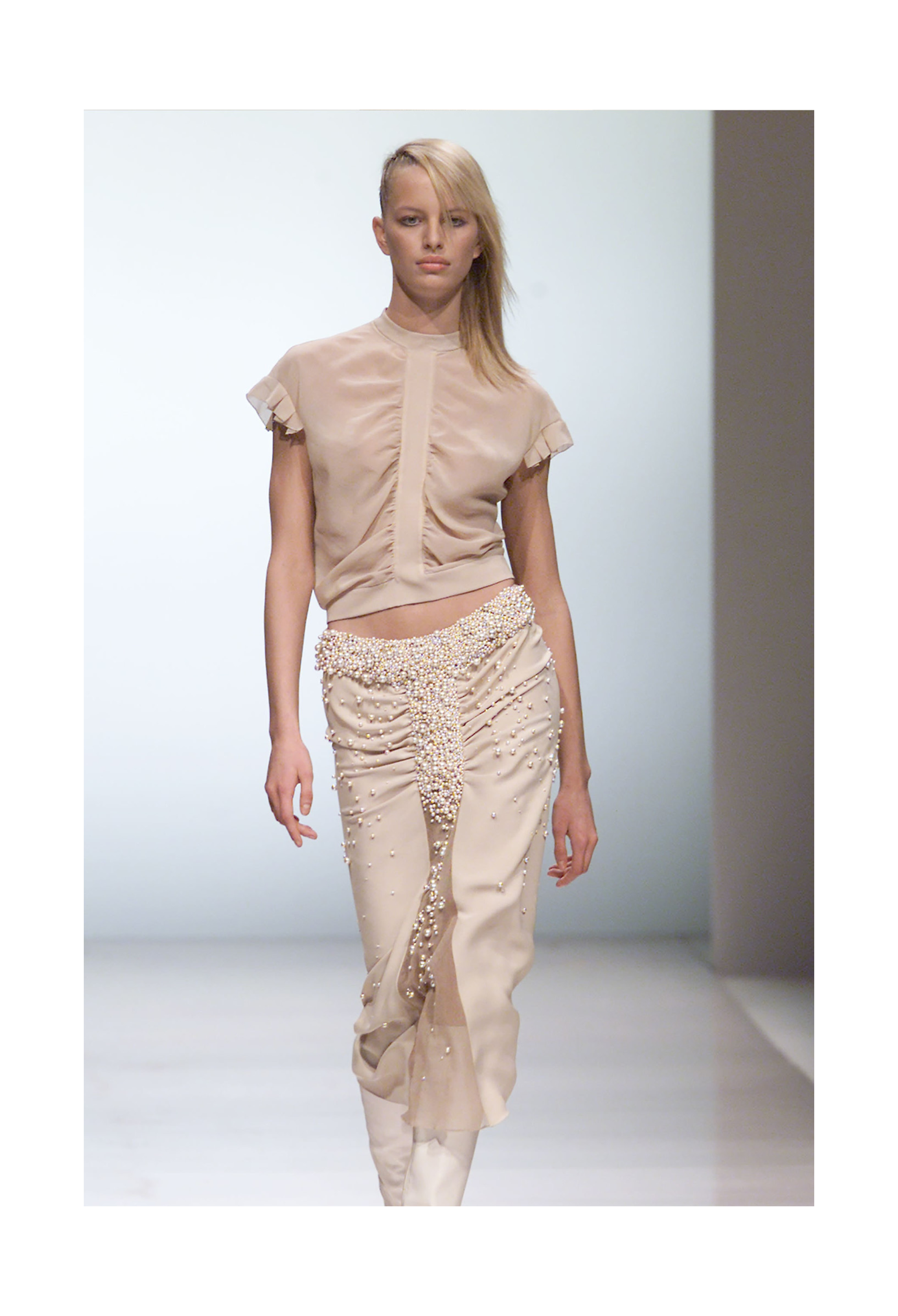 CHLOE FW 2001 STELLA MCCARTNEY GREY PANTS WITH PEARL DETAIL