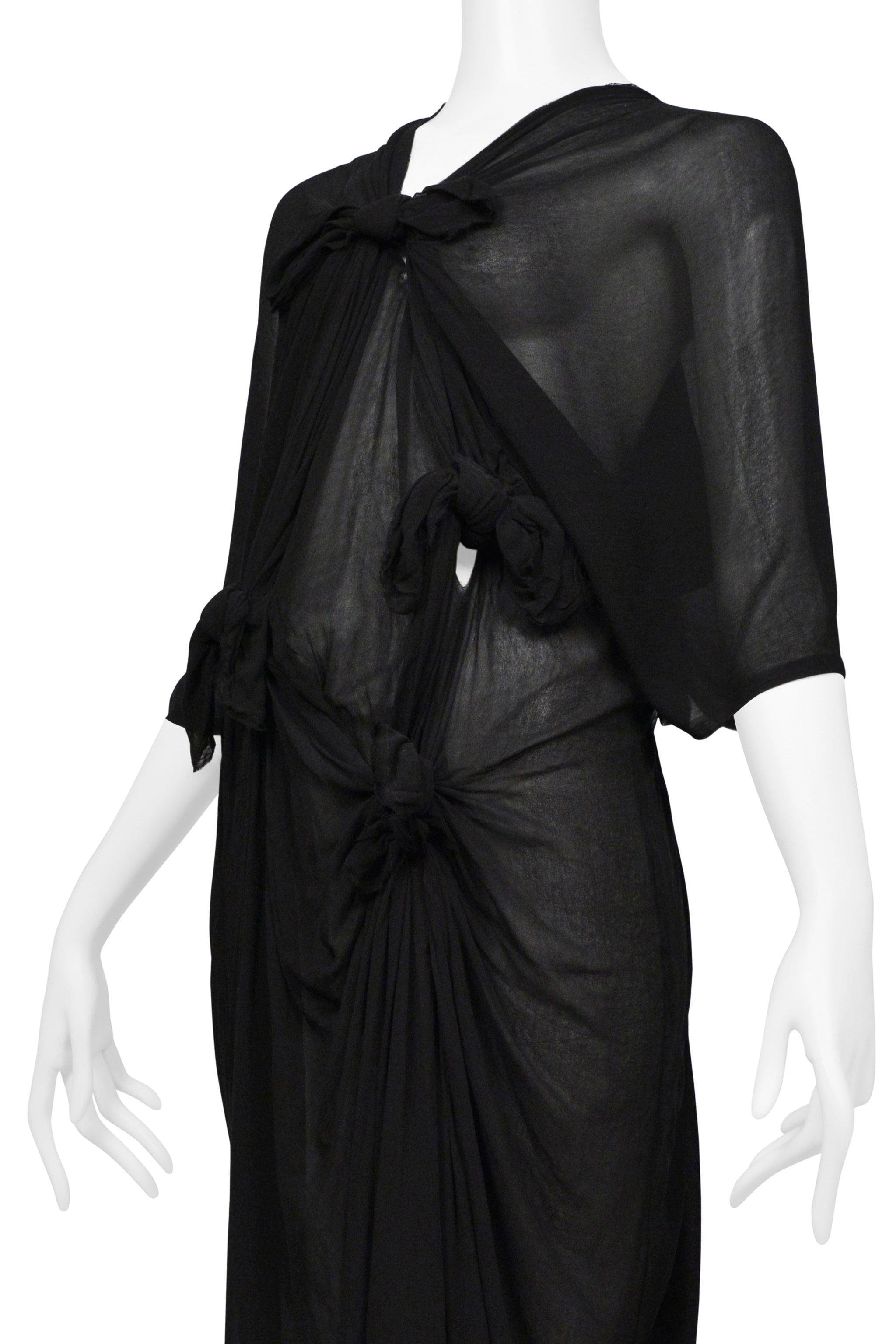 COMME DES GARCONS SHEER BLACK DRESS WITH KNOTS