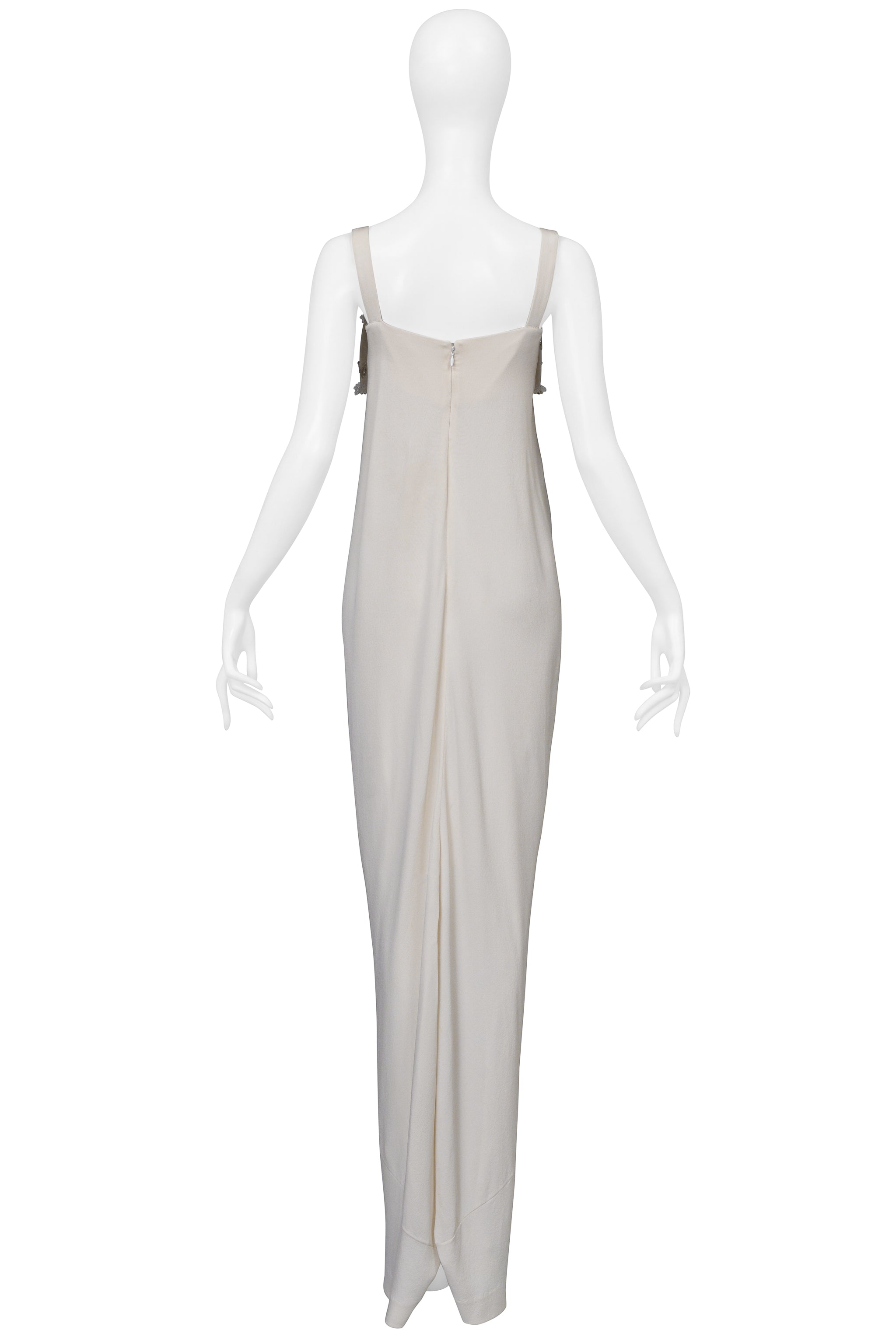 CHRISTIAN DIOR BY GALLIANO OFF WHITE GOWN WITH INTRICATE BEADING 2008