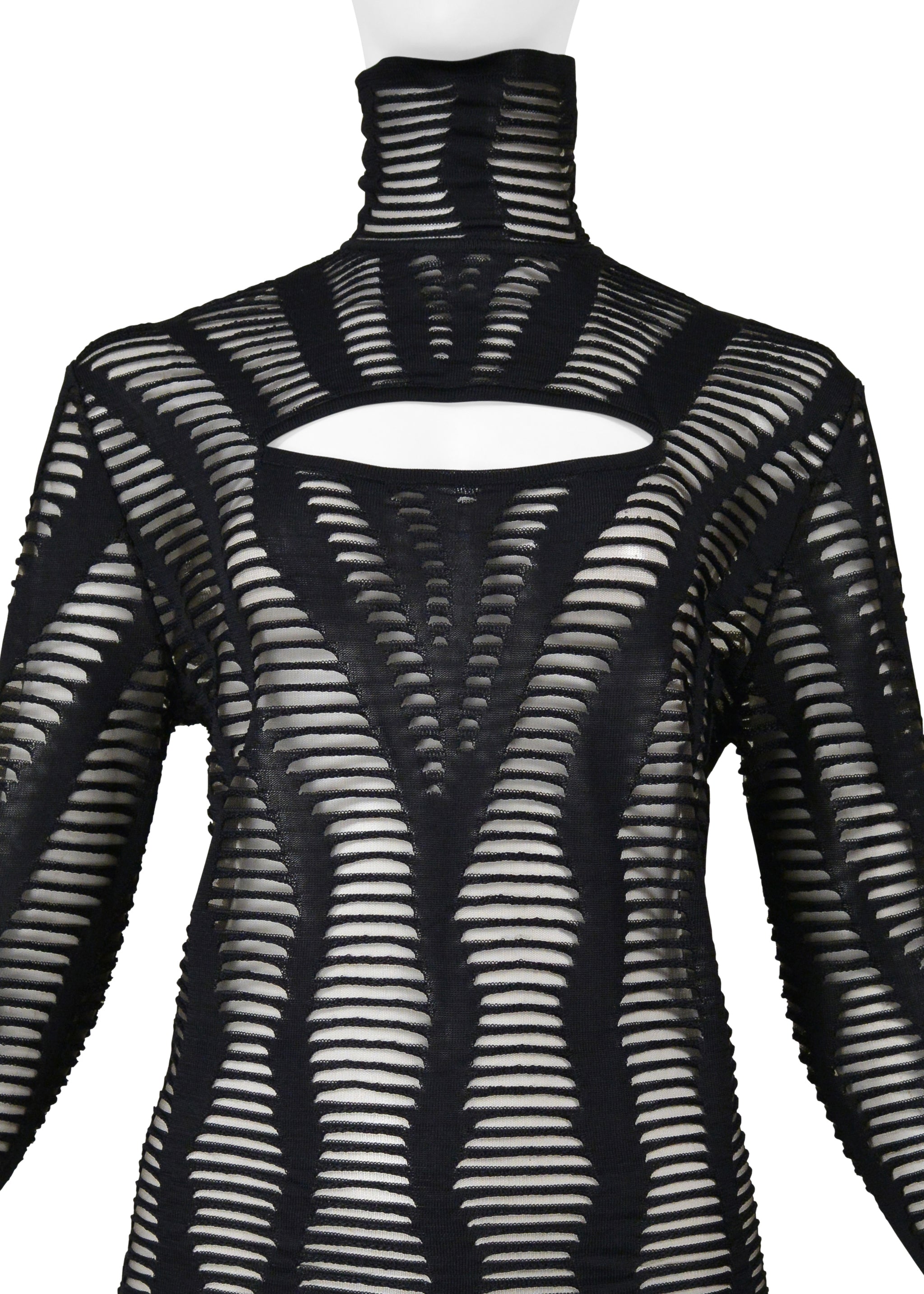 CHRISTIAN DIOR BY JOHN GALLIANO BLACK CUTOUT KNIT TOP 2003