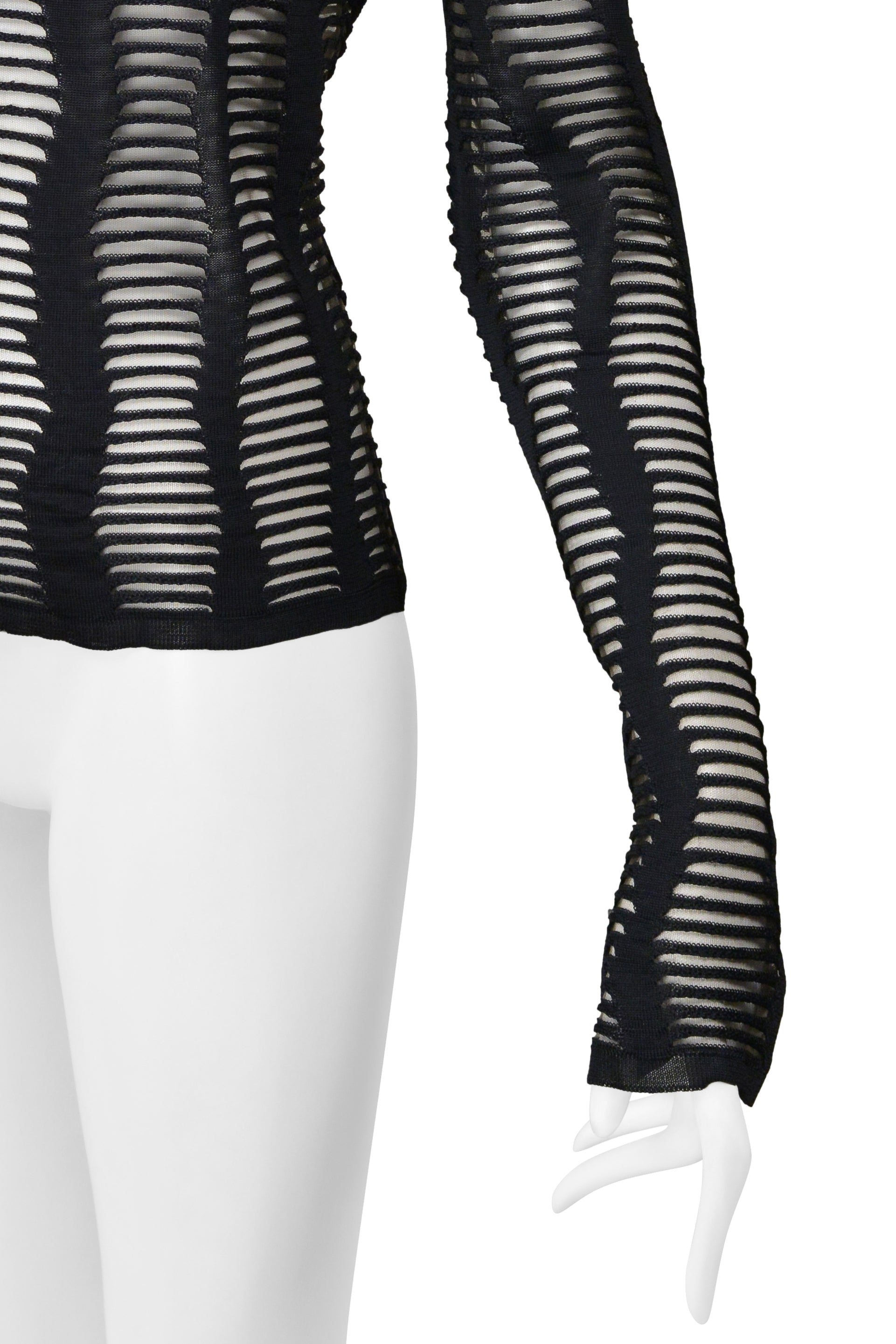 CHRISTIAN DIOR BY JOHN GALLIANO BLACK CUTOUT KNIT TOP 2003