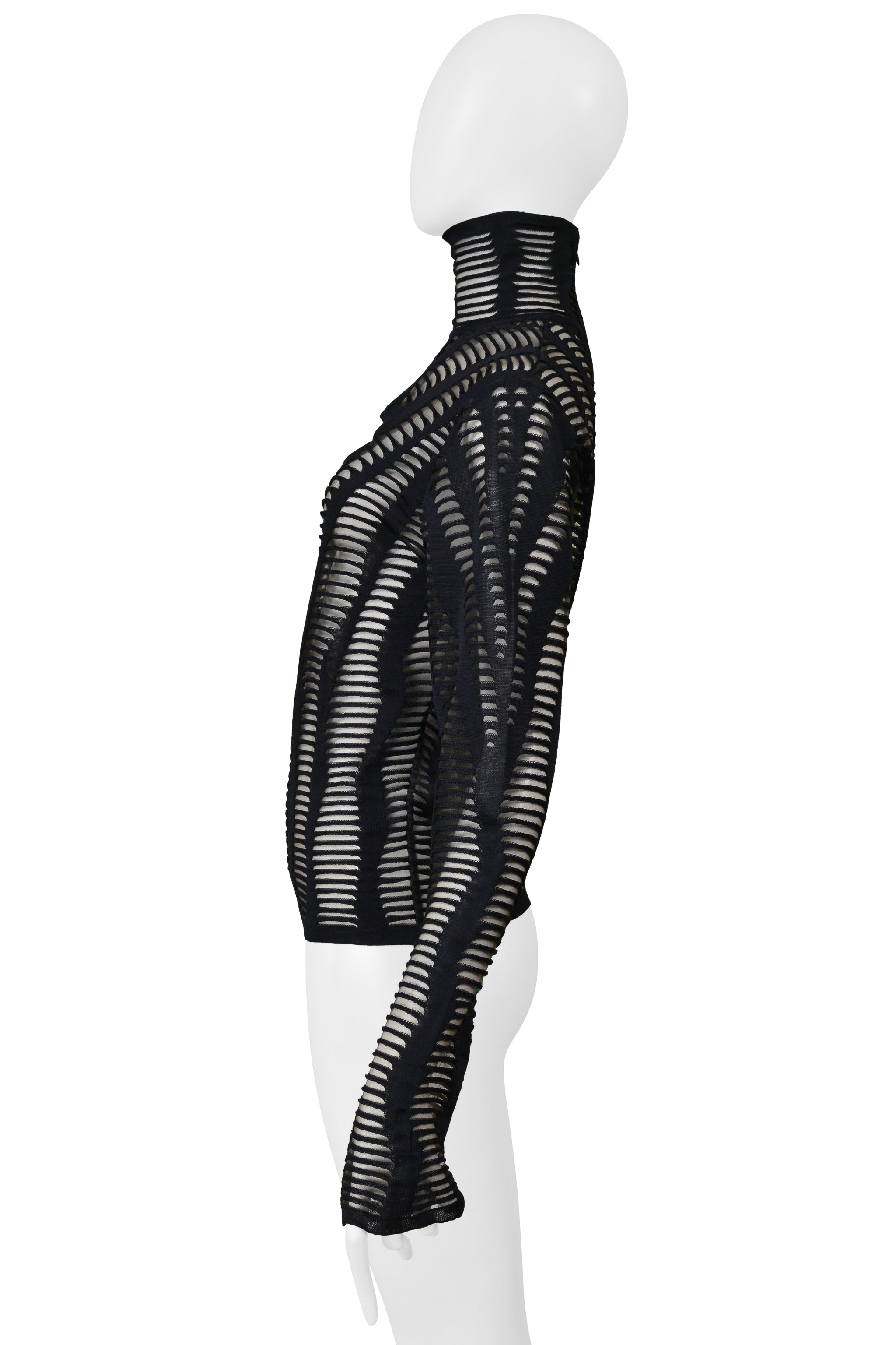 CHRISTIAN DIOR BY JOHN GALLIANO BLACK CUTOUT KNIT TOP 2003