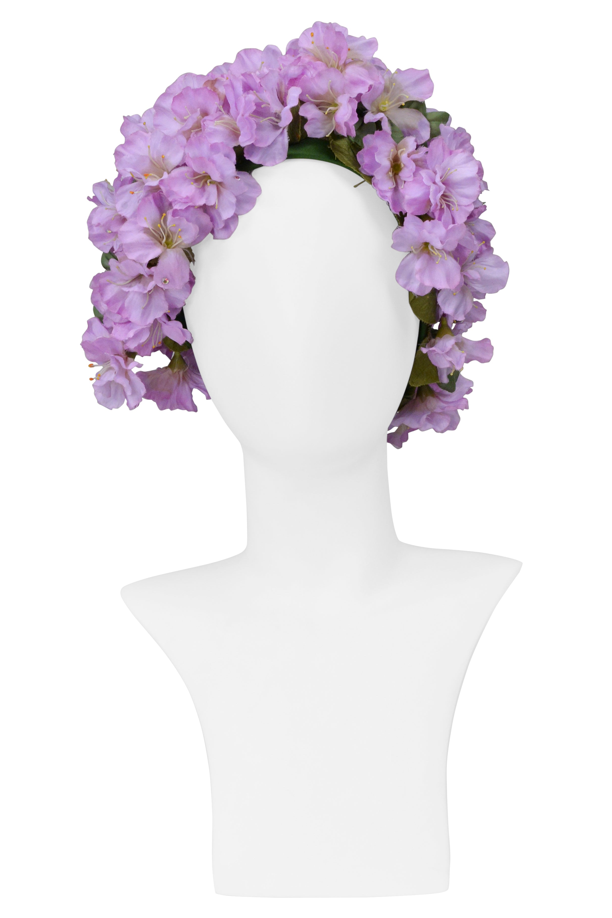 CHRISTIAN DIOR I. MAGNIN PURPLE FLORAL BEEHIVE TURBAN HAT