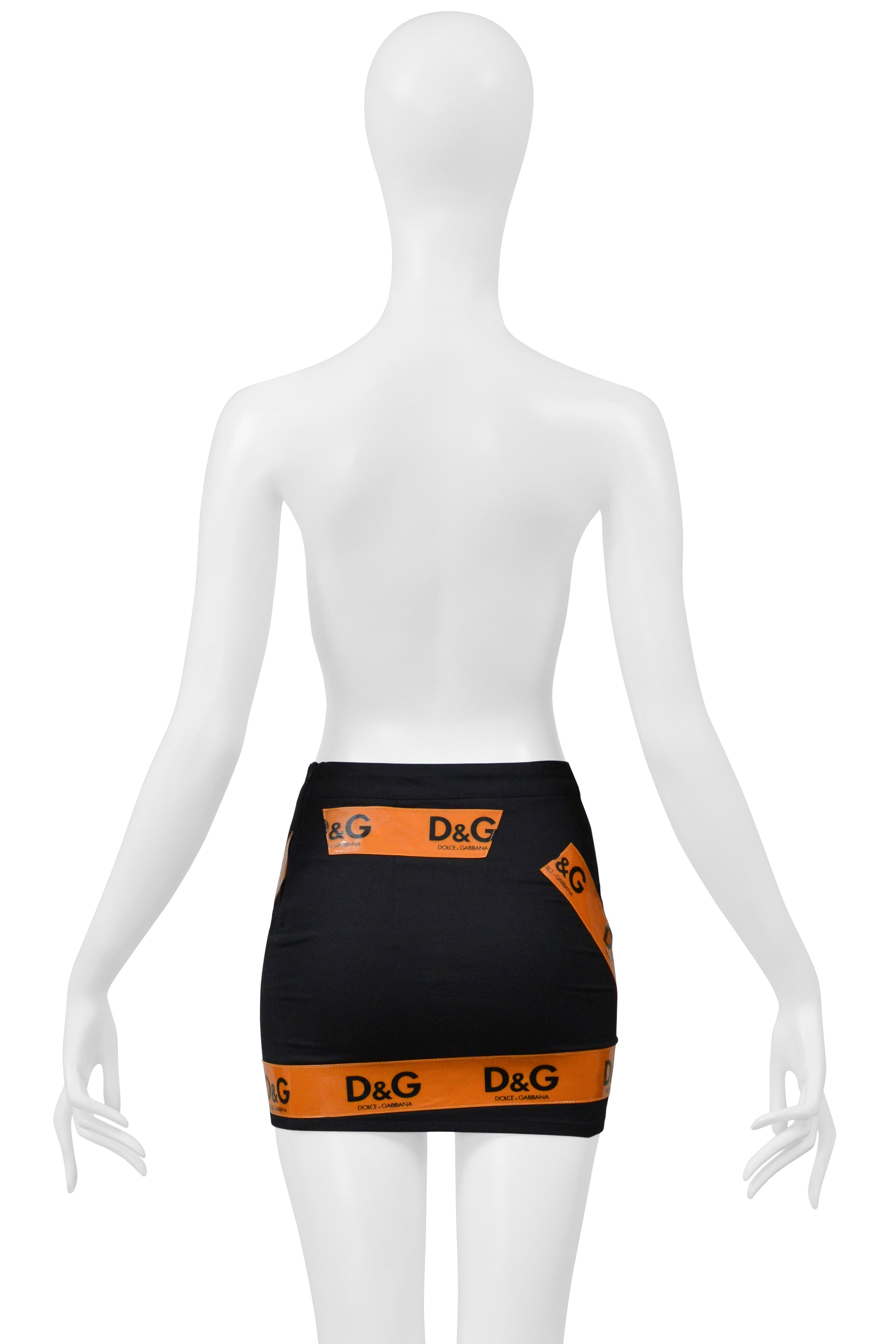 DOLCE & GABBANA D&G BLACK TANK AND SKIRT WITH ORANGE TAPE ENSEMBLE