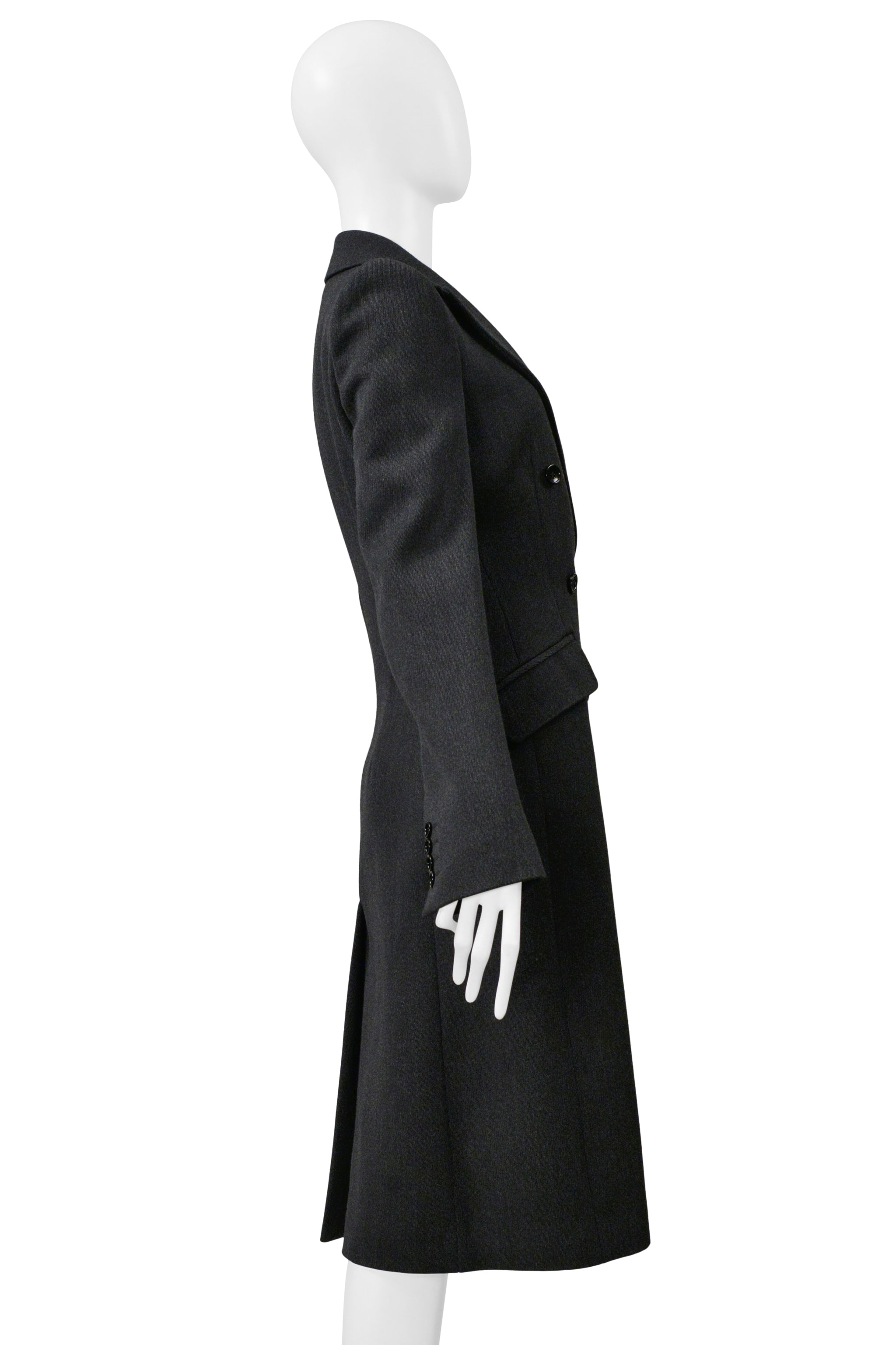 DOLCE AND GABBANA D&G GREY WOOL DOUBLE BREASTED OVERCOAT