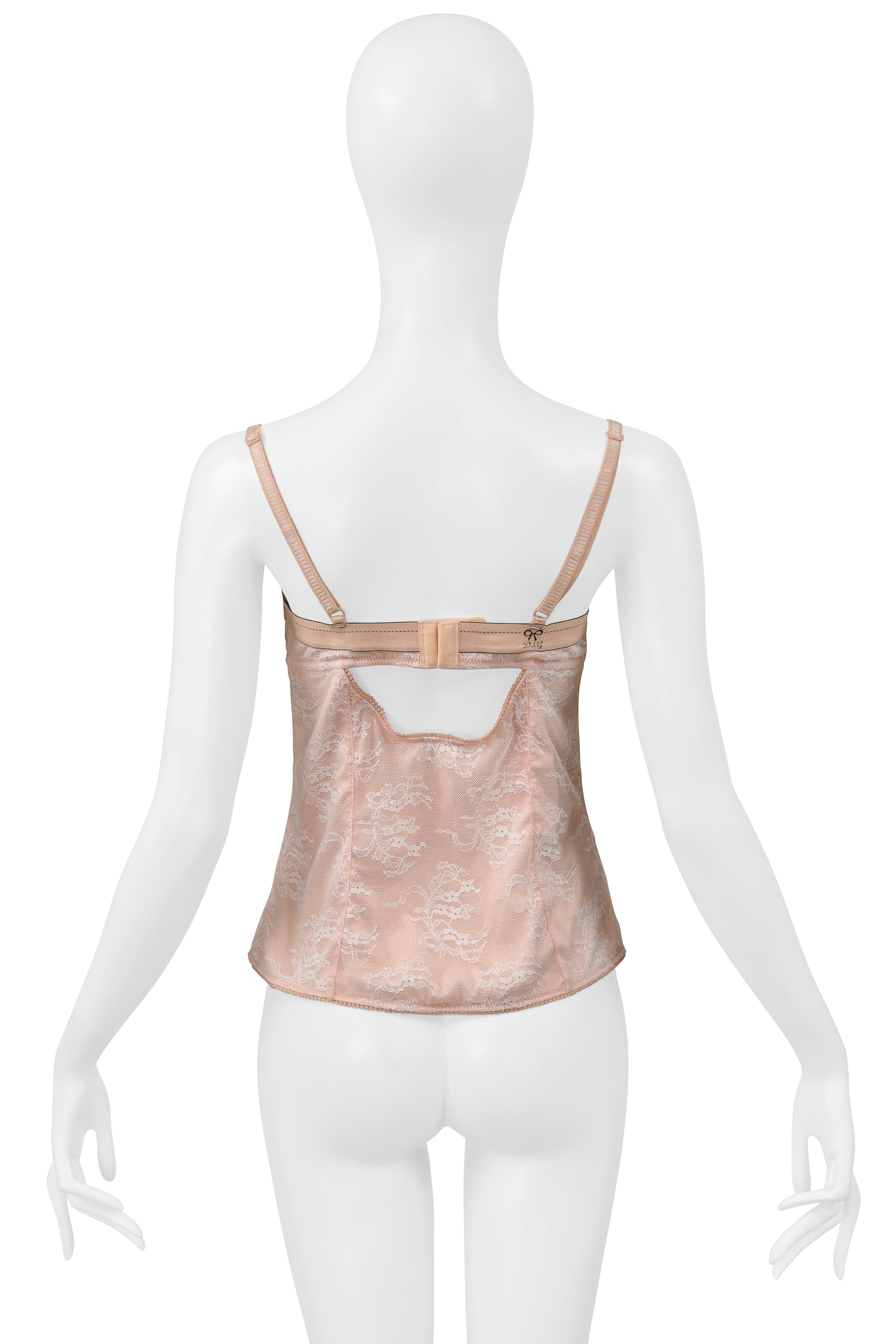 DOLCE & GABBANA D&G PINK AND WHITE LACE BUSTIER TOP