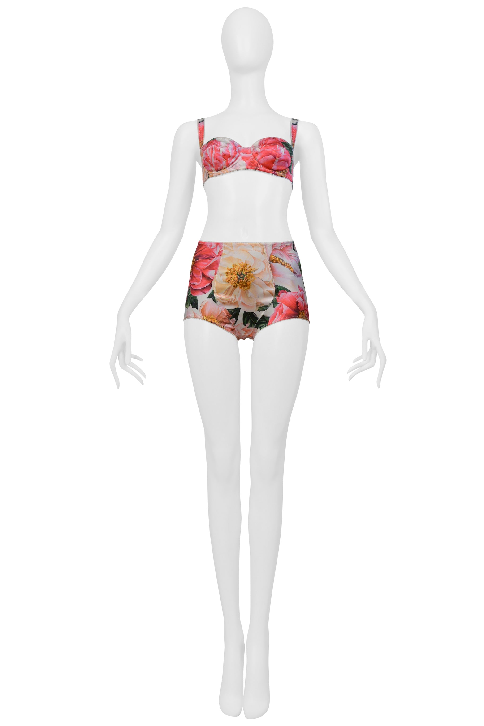 DOLCE & GABBANA FLORAL BRA TOP AND HOT PANT ENSEMBLE