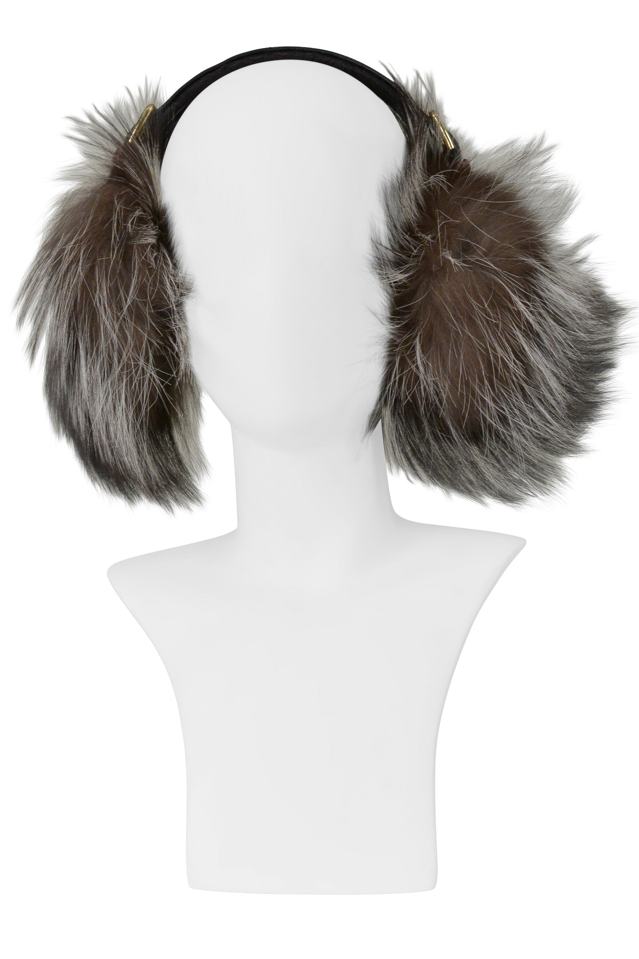 DOLCE & GABBANA EAR MUFFS WITH FUR AND RED PYTHON BAND WITH GOLD BUCKLE