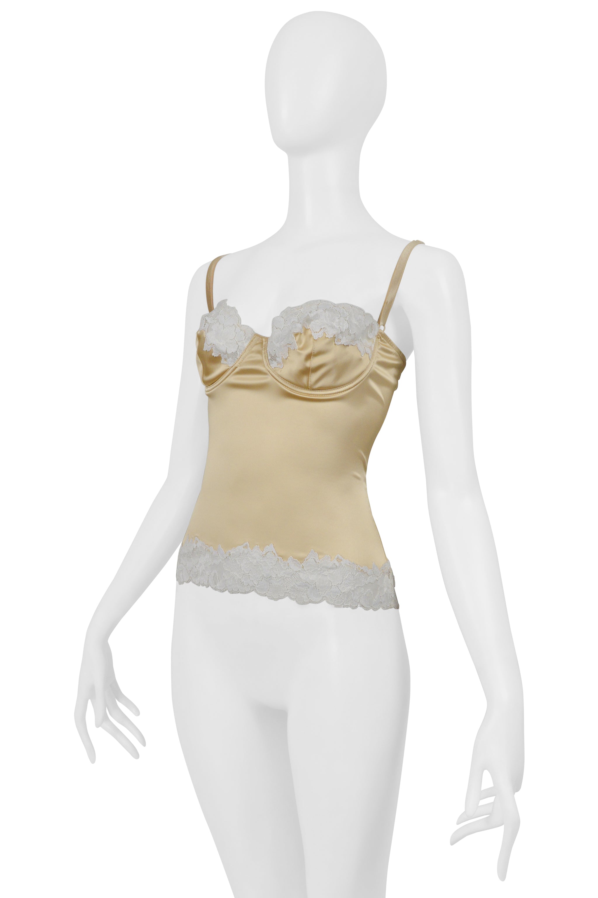 DOLCE & GABBANA LINGERIE GOLD TOP WITH WHITE LACE