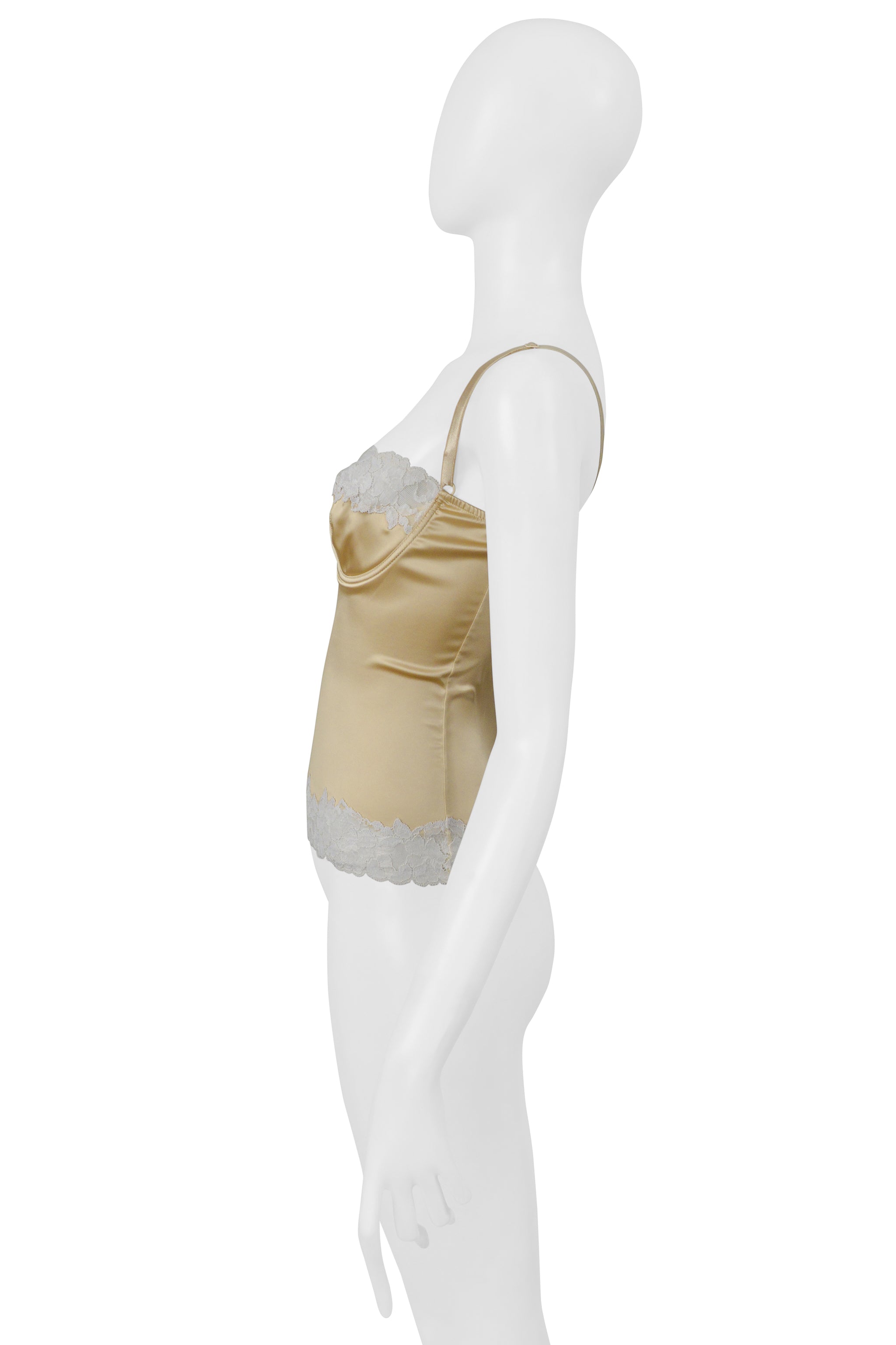 DOLCE & GABBANA LINGERIE GOLD TOP WITH WHITE LACE