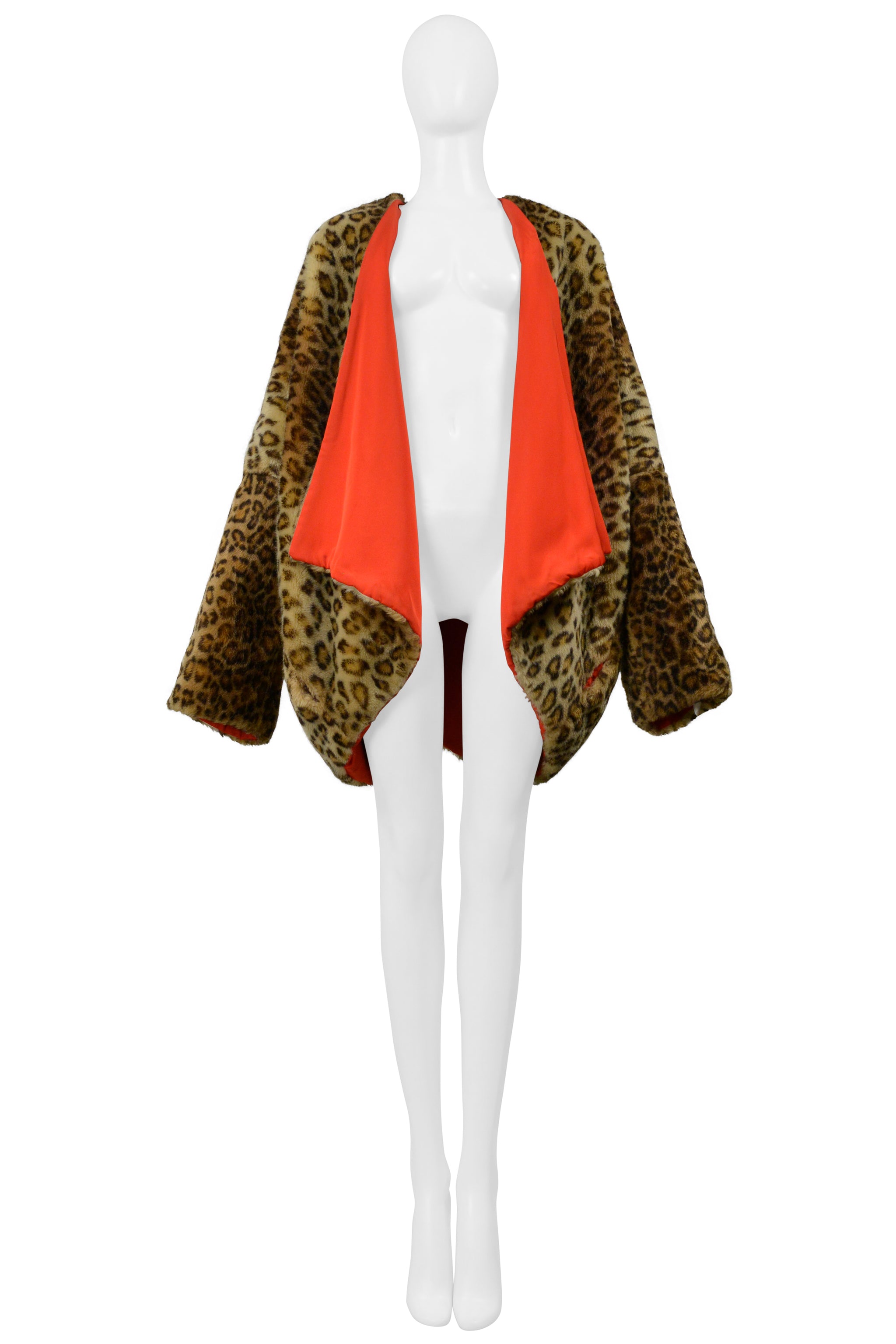 DOLCE & GABBANA FAUX FUR LEOPARD PRINT COAT WITH RED LINING 1991
