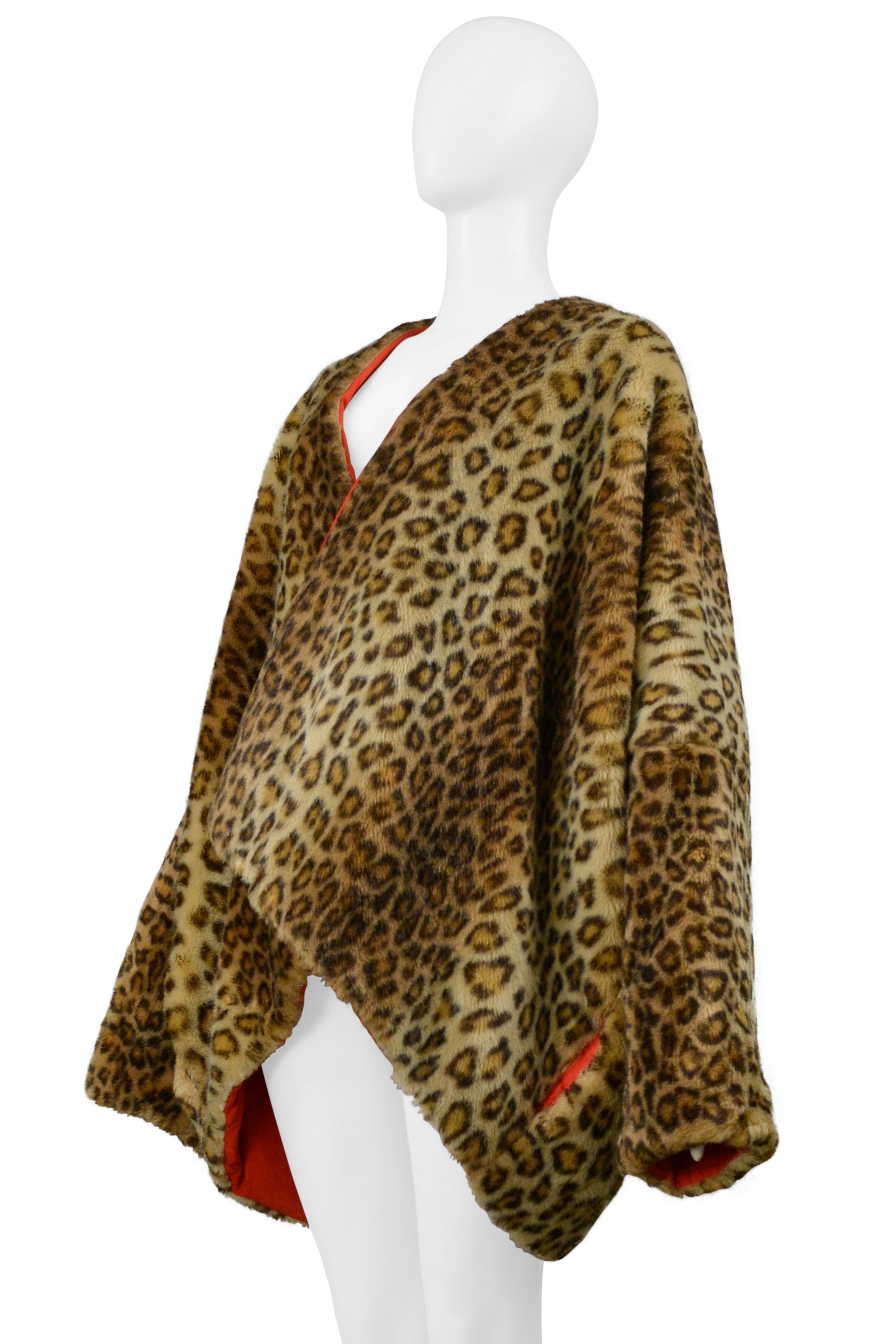 DOLCE & GABBANA FAUX FUR LEOPARD PRINT COAT WITH RED LINING 1991