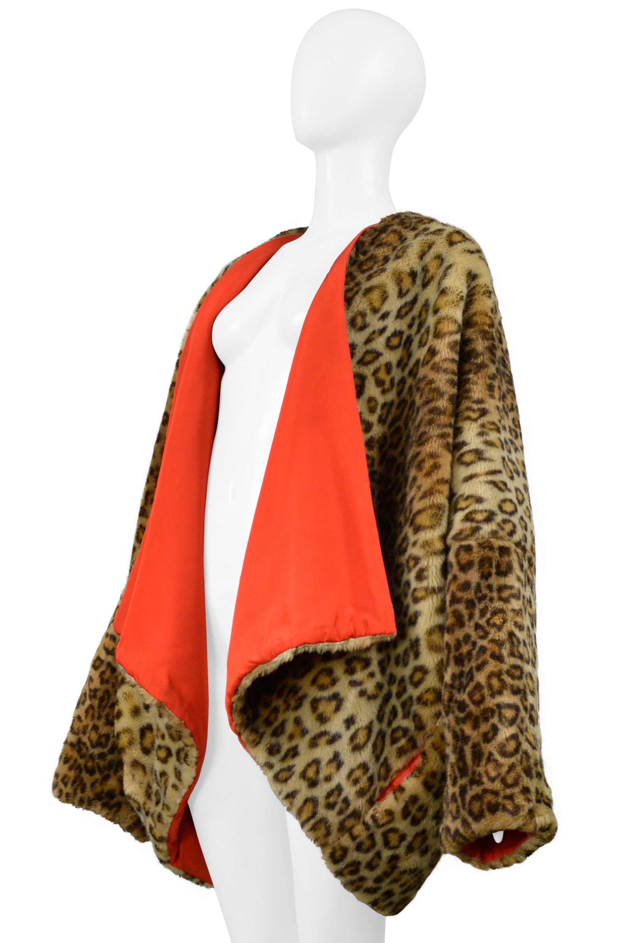 DOLCE & GABBANA FAUX FUR LEOPARD PRINT COAT WITH RED LINING 1991