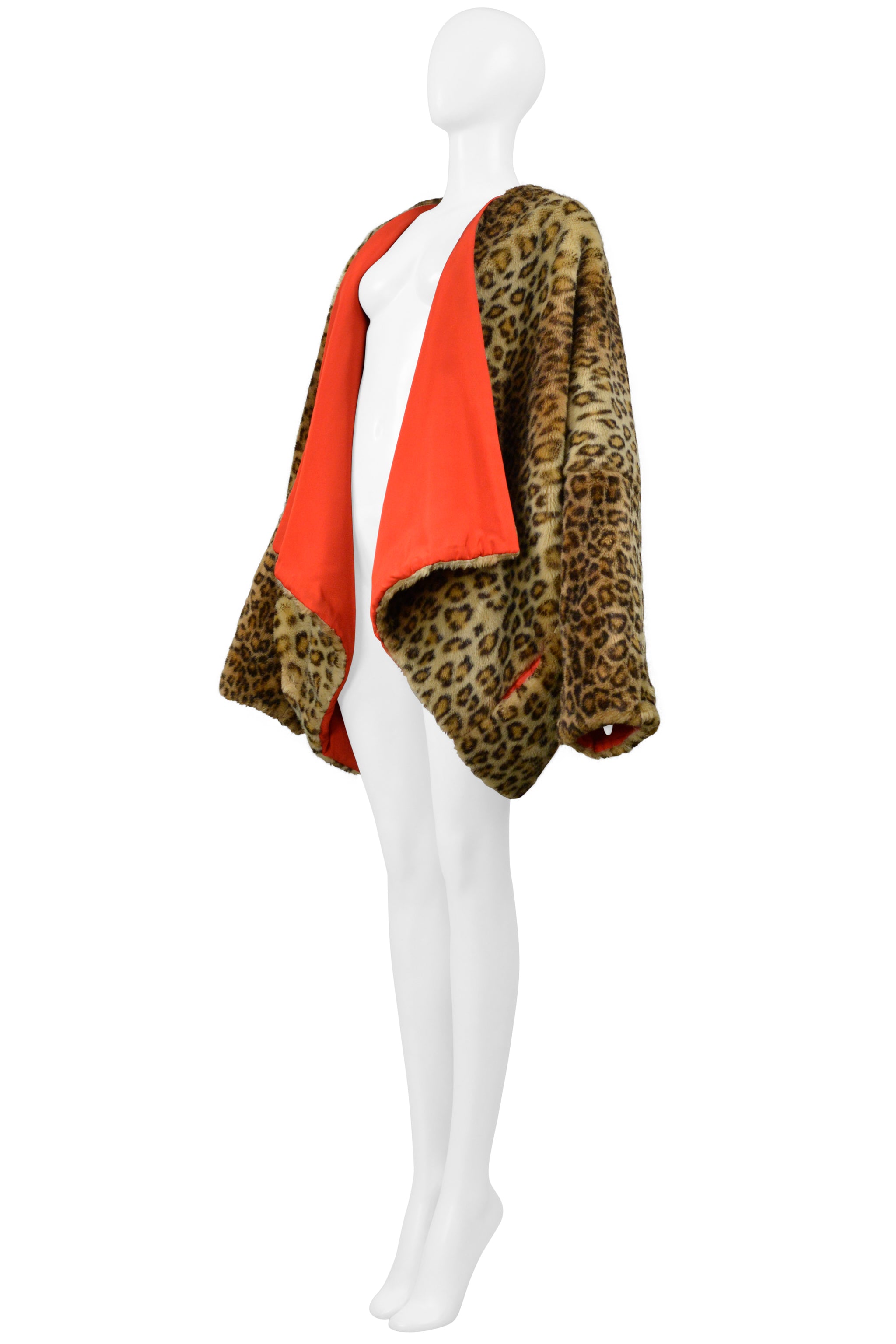 DOLCE & GABBANA FAUX FUR LEOPARD PRINT COAT WITH RED LINING 1991