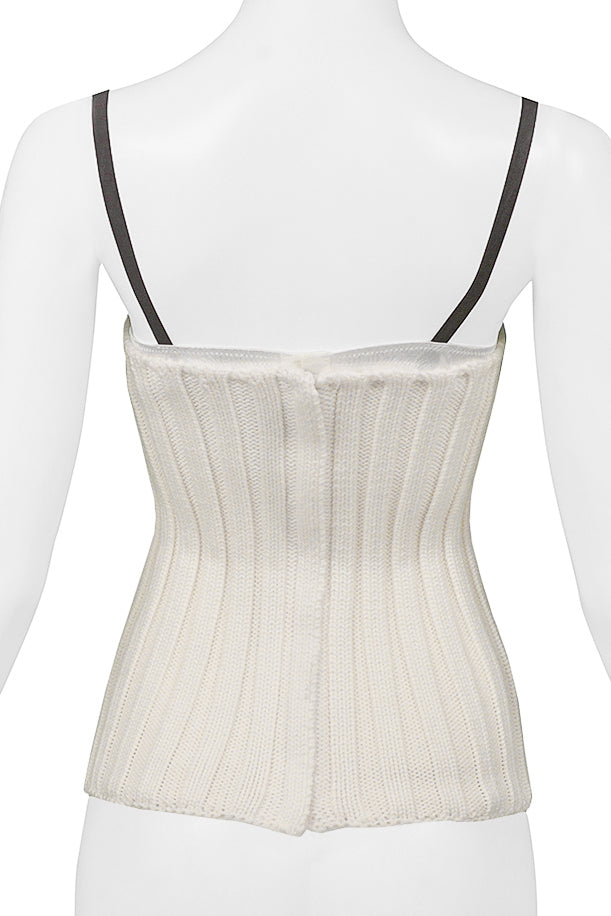 DOLCE & GABBANA OFF WHITE KNIT CORSET WITH ATTACHED BRA 1999