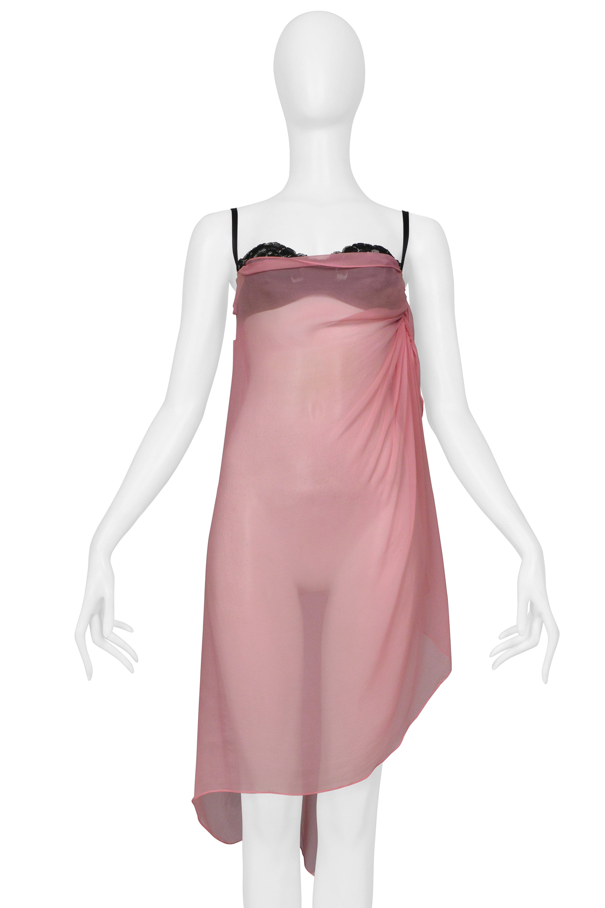 DOLCE & GABBANA PINK CHIFFON DRESS WITH BLACK BRA 2002
