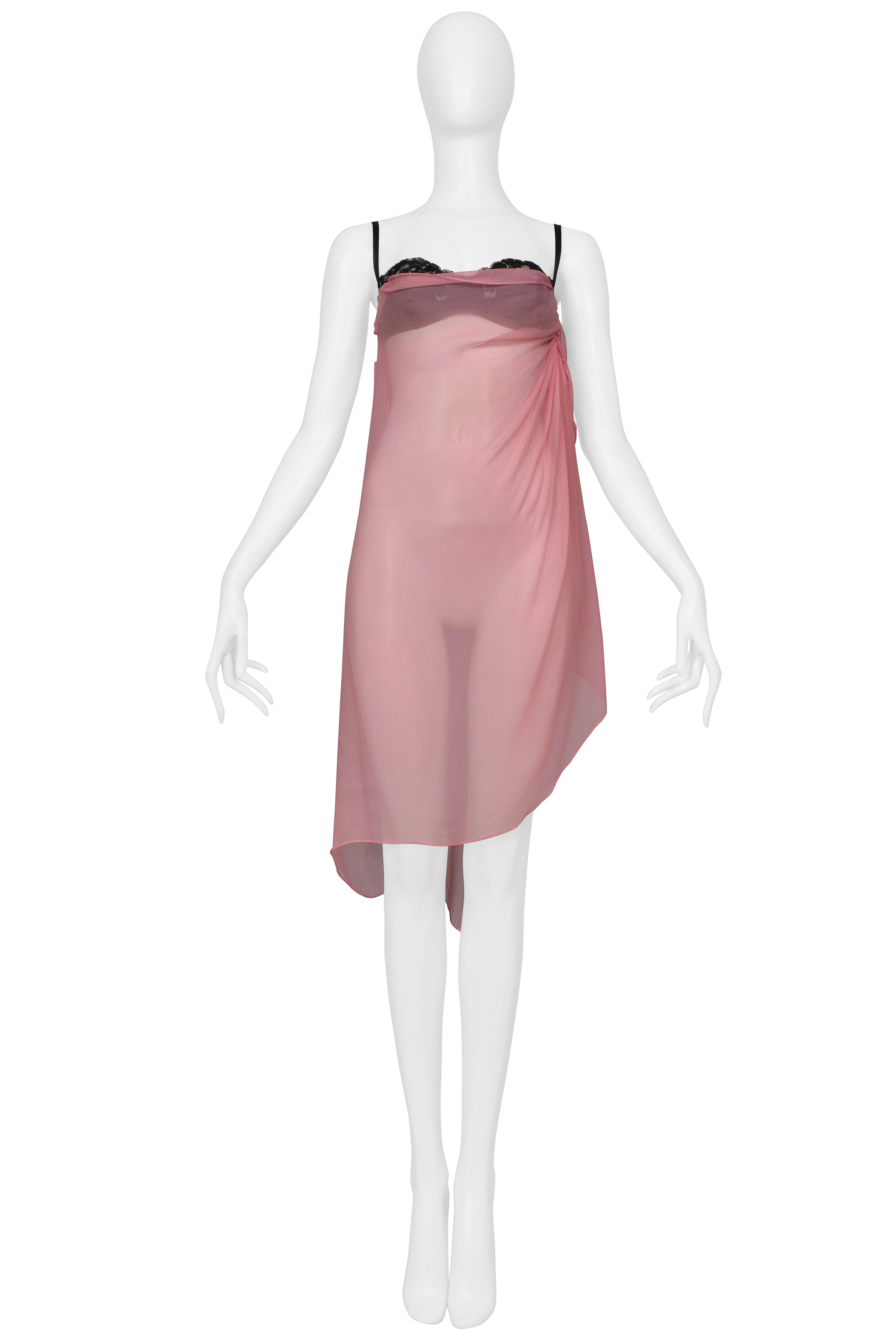 DOLCE & GABBANA PINK CHIFFON DRESS WITH BLACK BRA 2002
