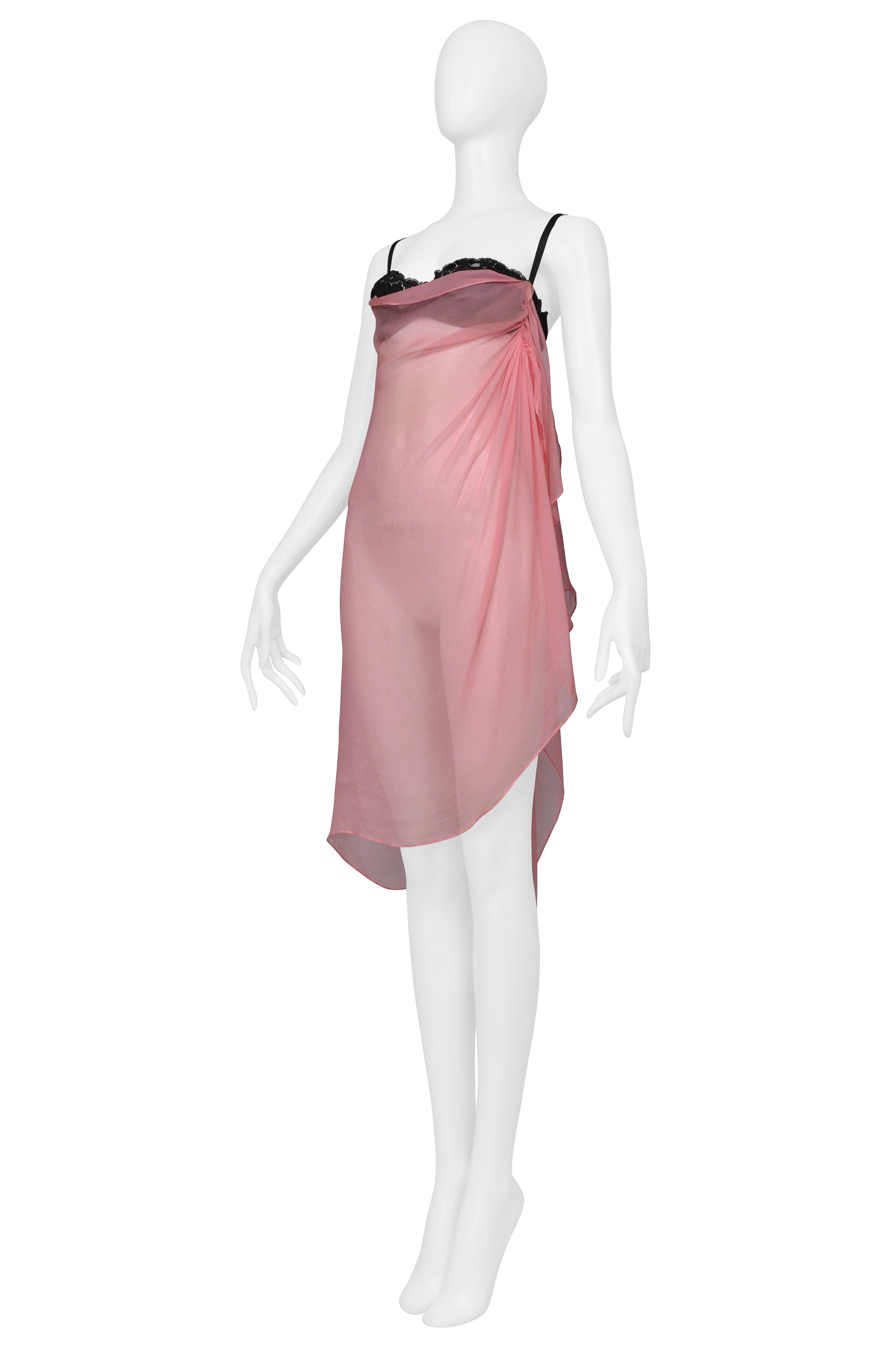 DOLCE & GABBANA PINK CHIFFON DRESS WITH BLACK BRA 2002