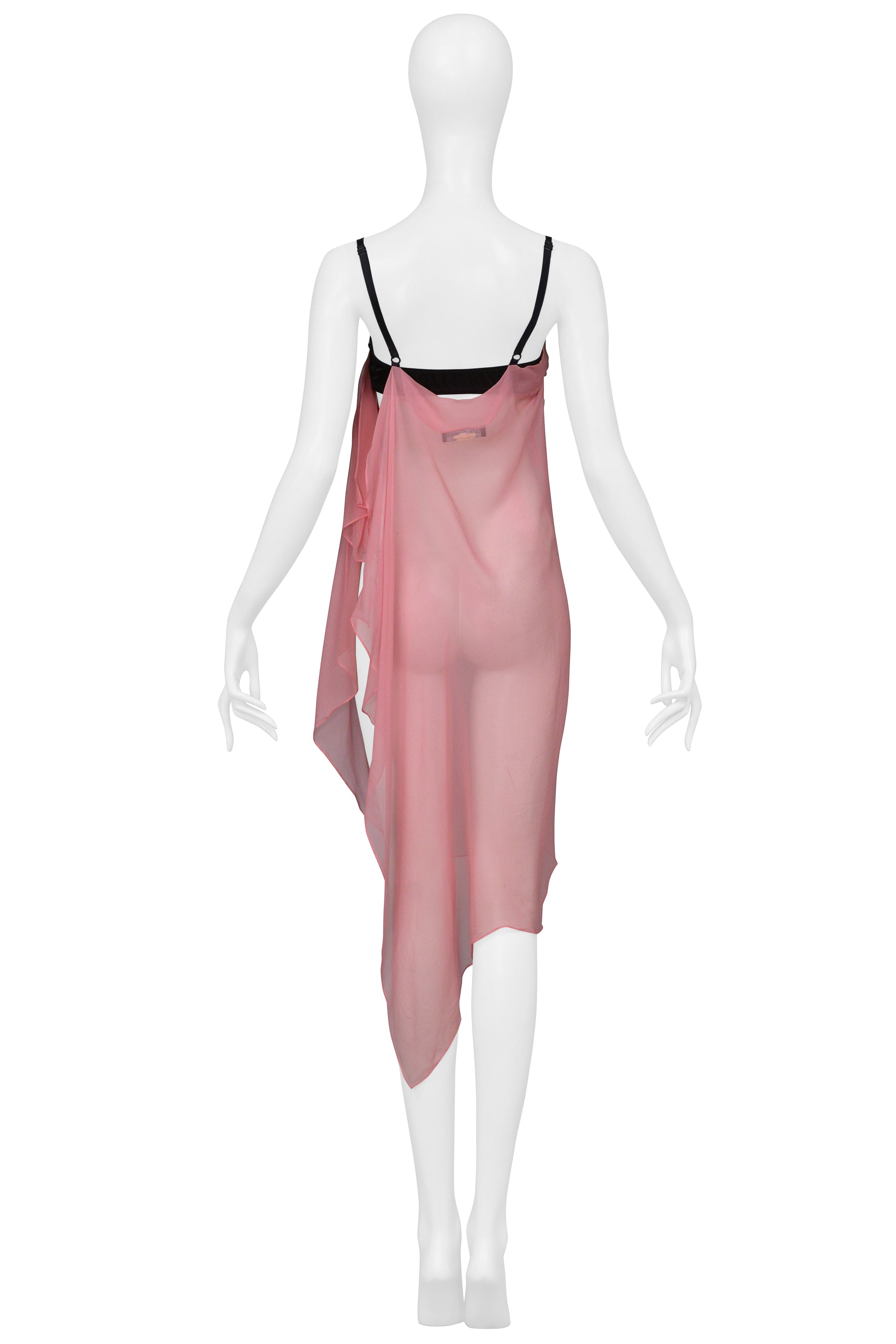 DOLCE & GABBANA PINK CHIFFON DRESS WITH BLACK BRA 2002