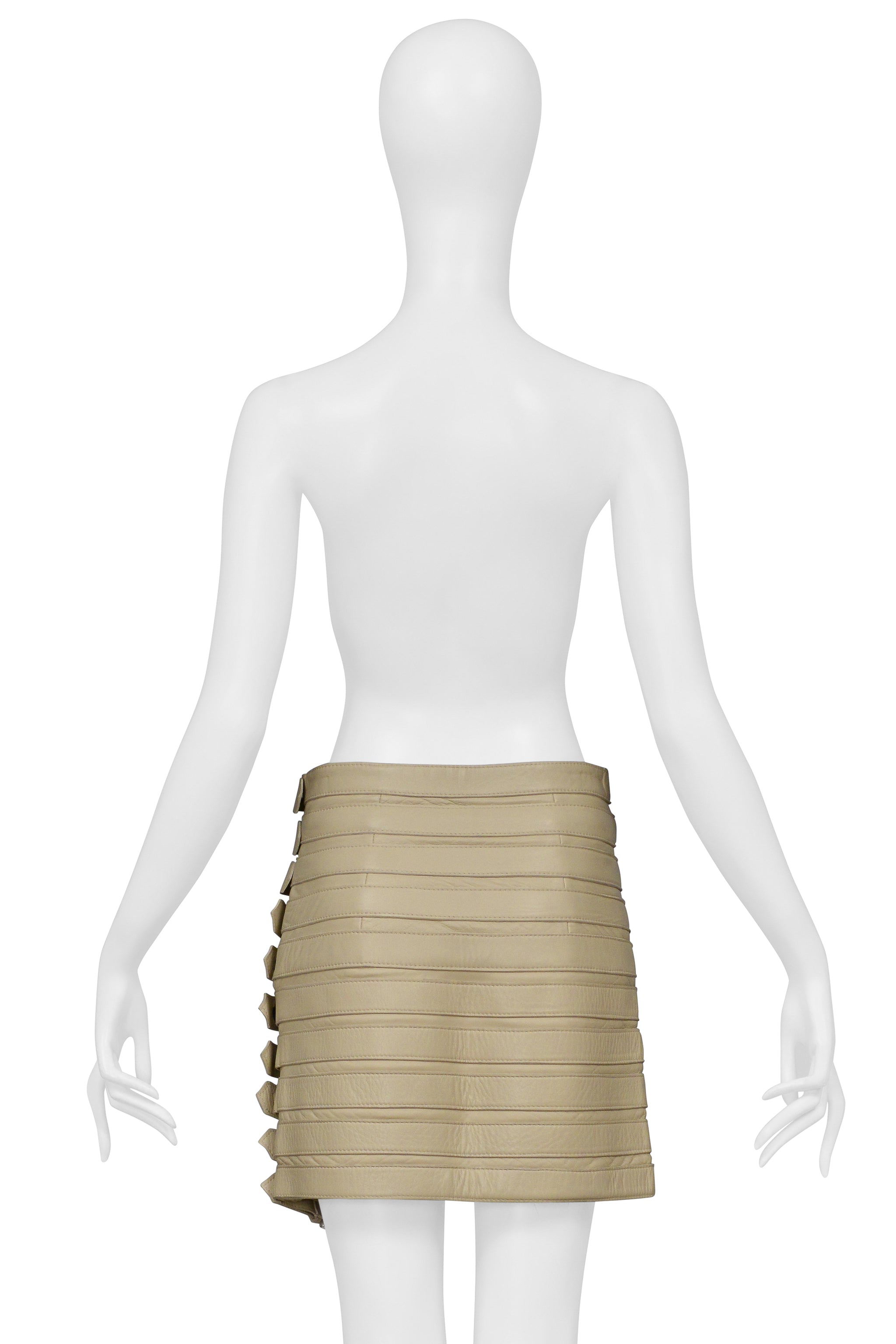 DOLCE & GABBANA BEIGE LEATHER BELTS MINI SKIRT 2003