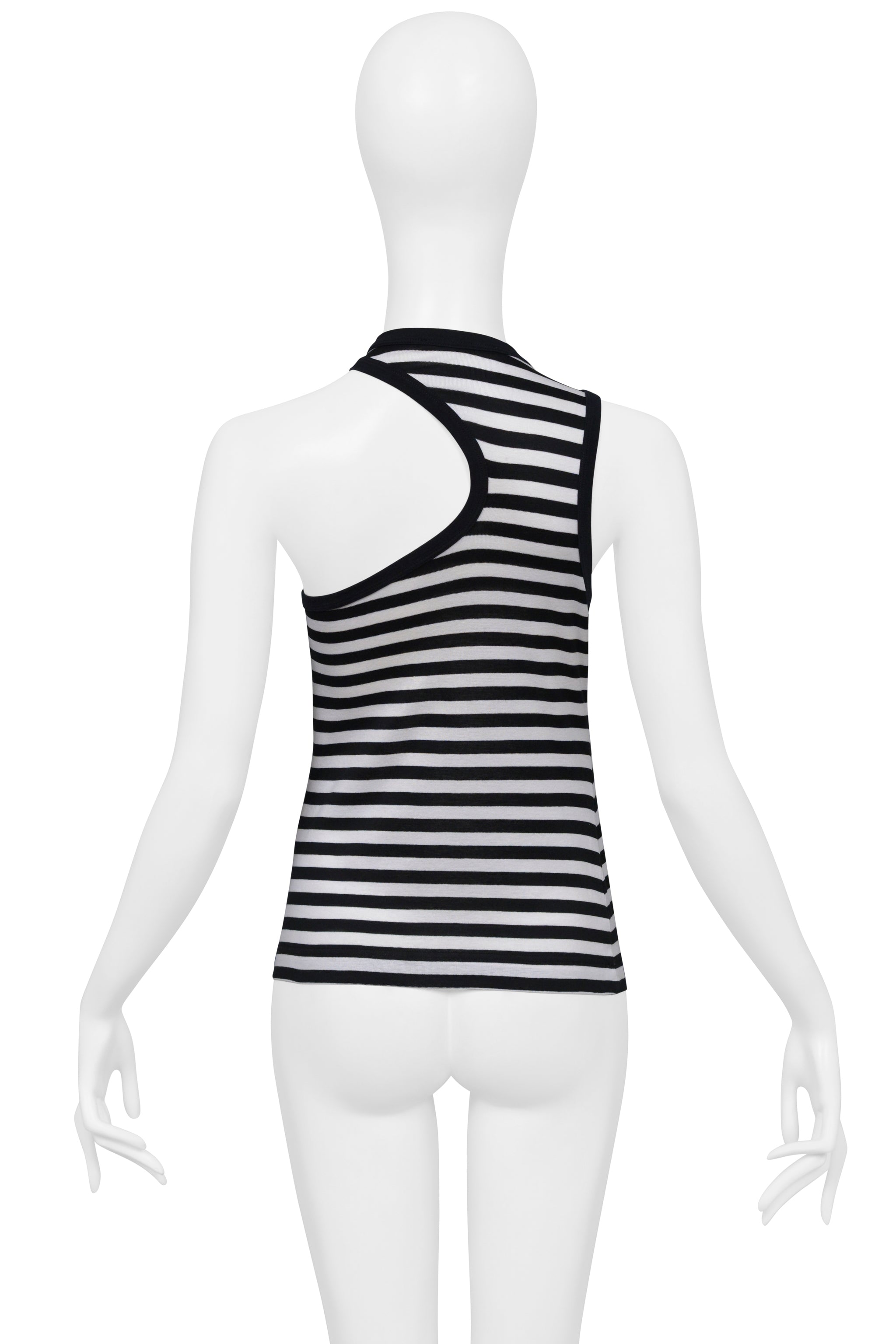 DOLCE & GABBANA BLACK & WHITE STRIPED CUTOUT TANK TOP 2003