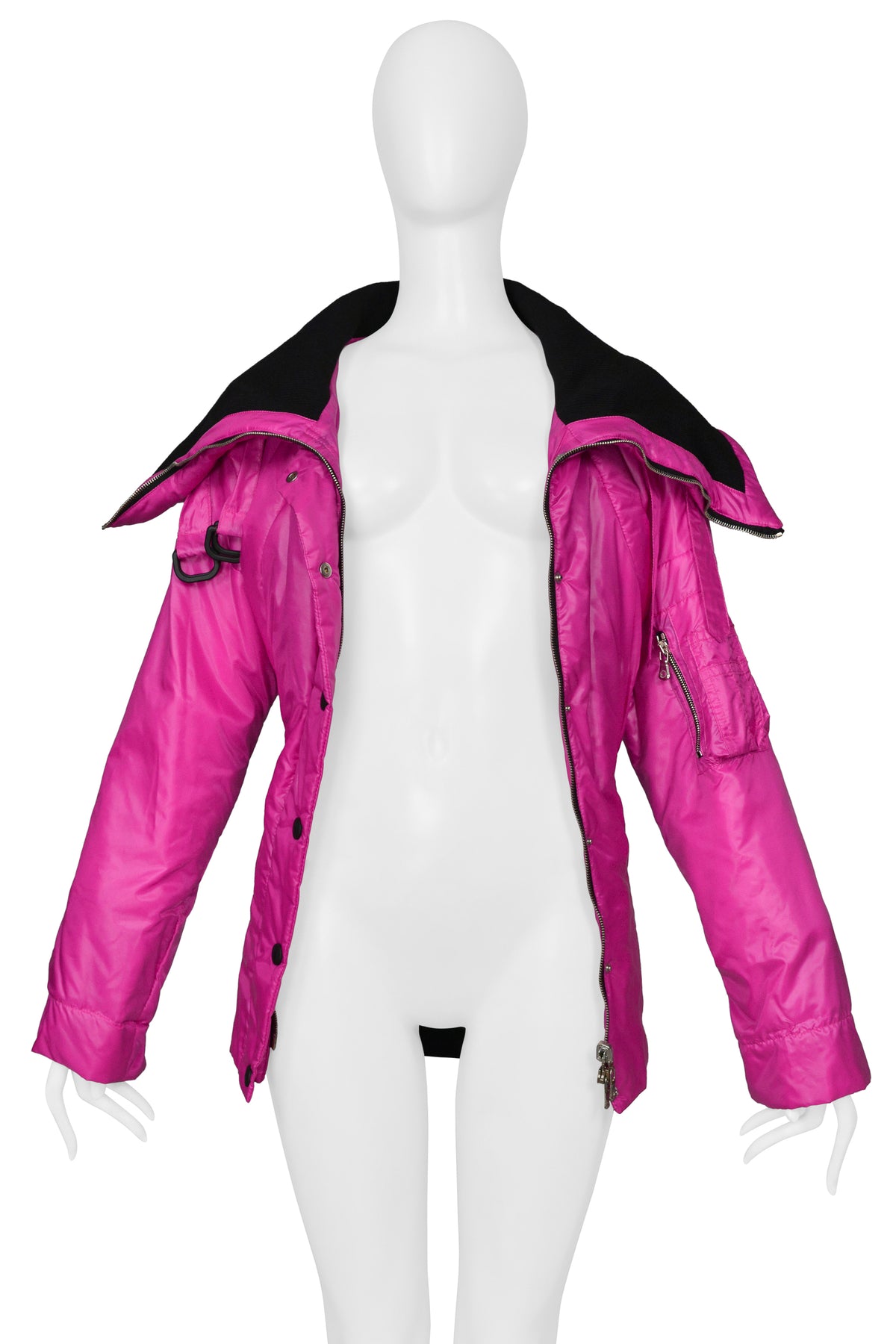 DOLCE & GABBANA HOT PINK NYLON BOMBER JACKET WITH BLACK TRIM
