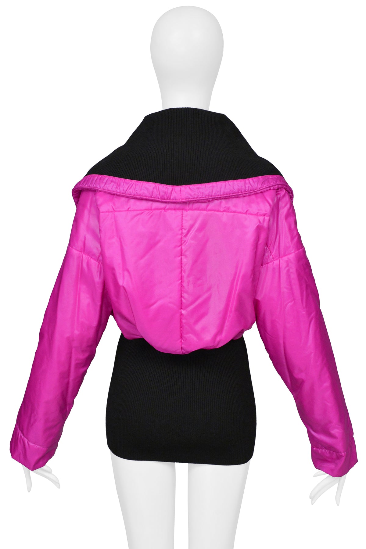 DOLCE & GABBANA HOT PINK NYLON BOMBER JACKET WITH BLACK TRIM