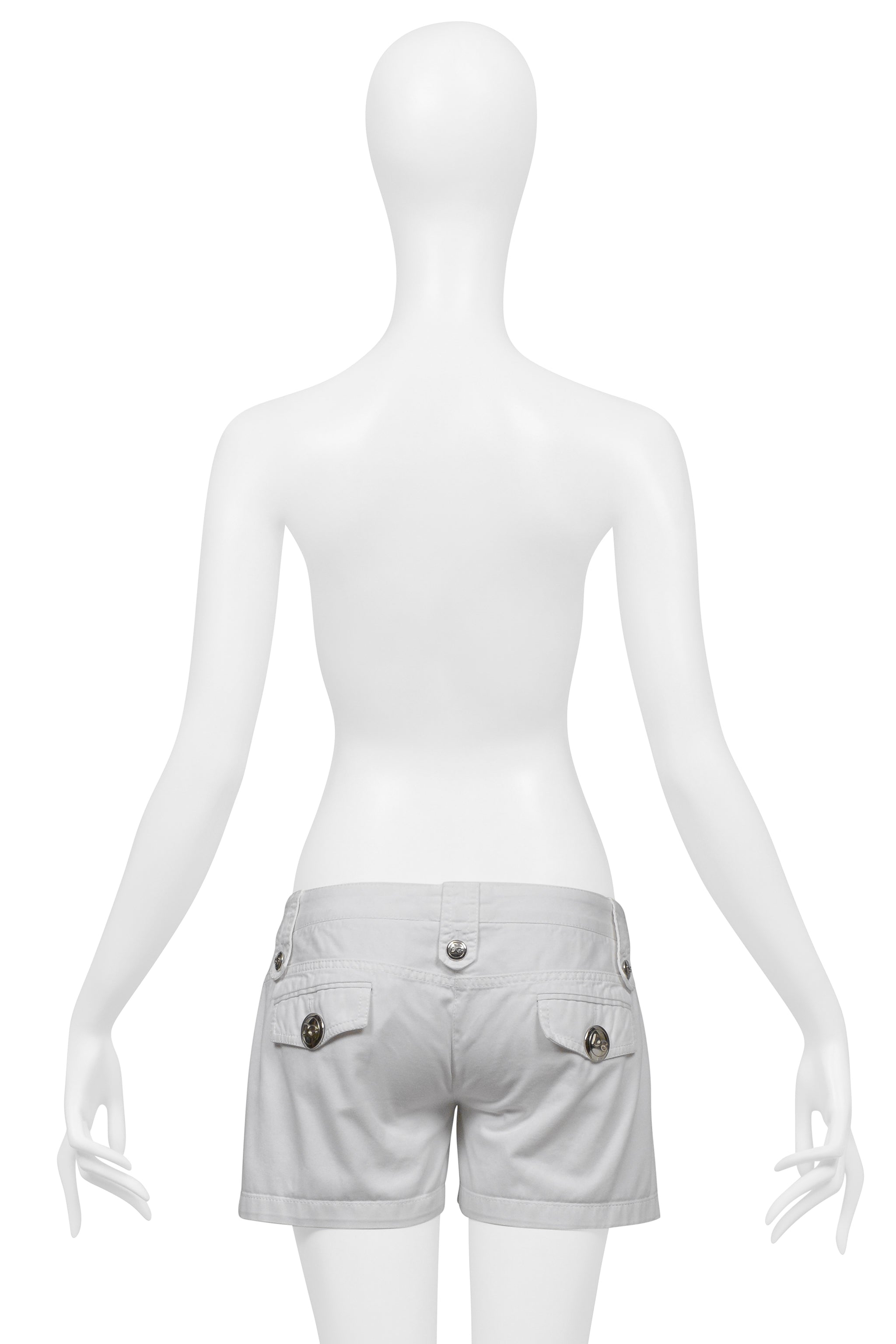 DOLCE & GABBANA WHITE COTTON SUPER MINI SHORTS 2003