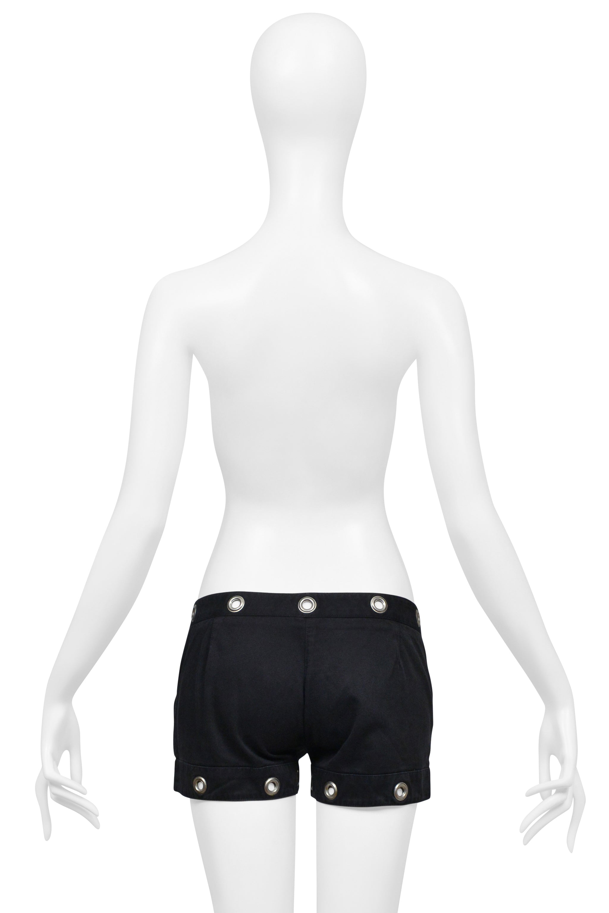 DOLCE & GABBANA BLACK COTTON SUPER MINI SHORTS WITH GROMMETS 2005