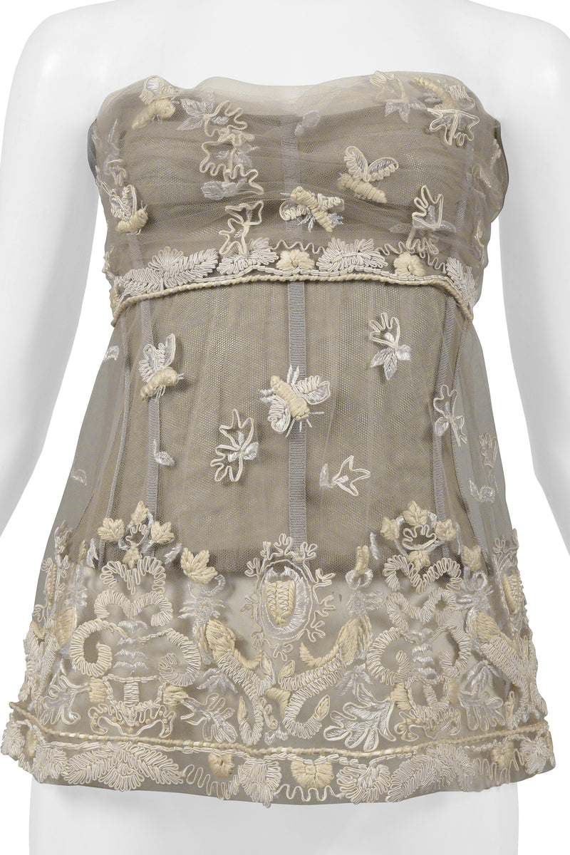 DOLCE & GABBANA OFF-WHITE LACE BUSTIER WITH EMBROIDERY SIDE 2006