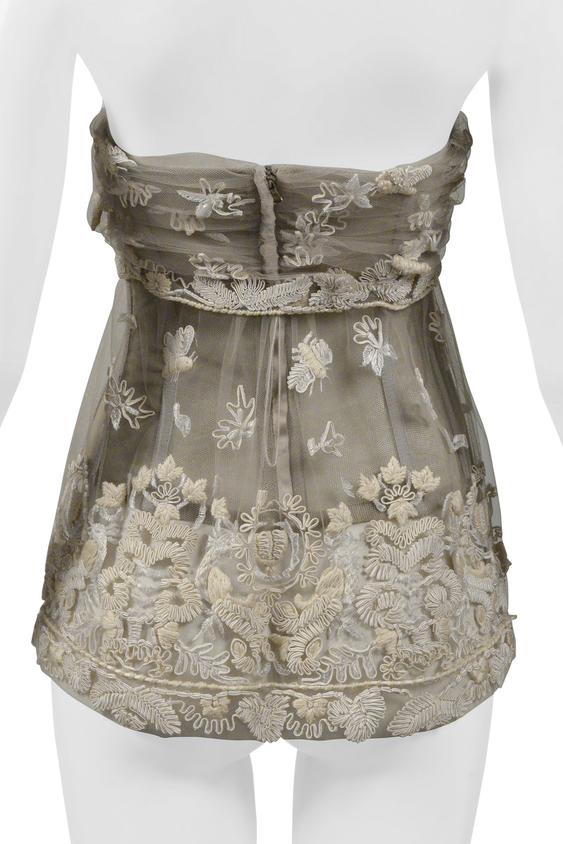 DOLCE & GABBANA OFF-WHITE LACE BUSTIER WITH EMBROIDERY SIDE 2006