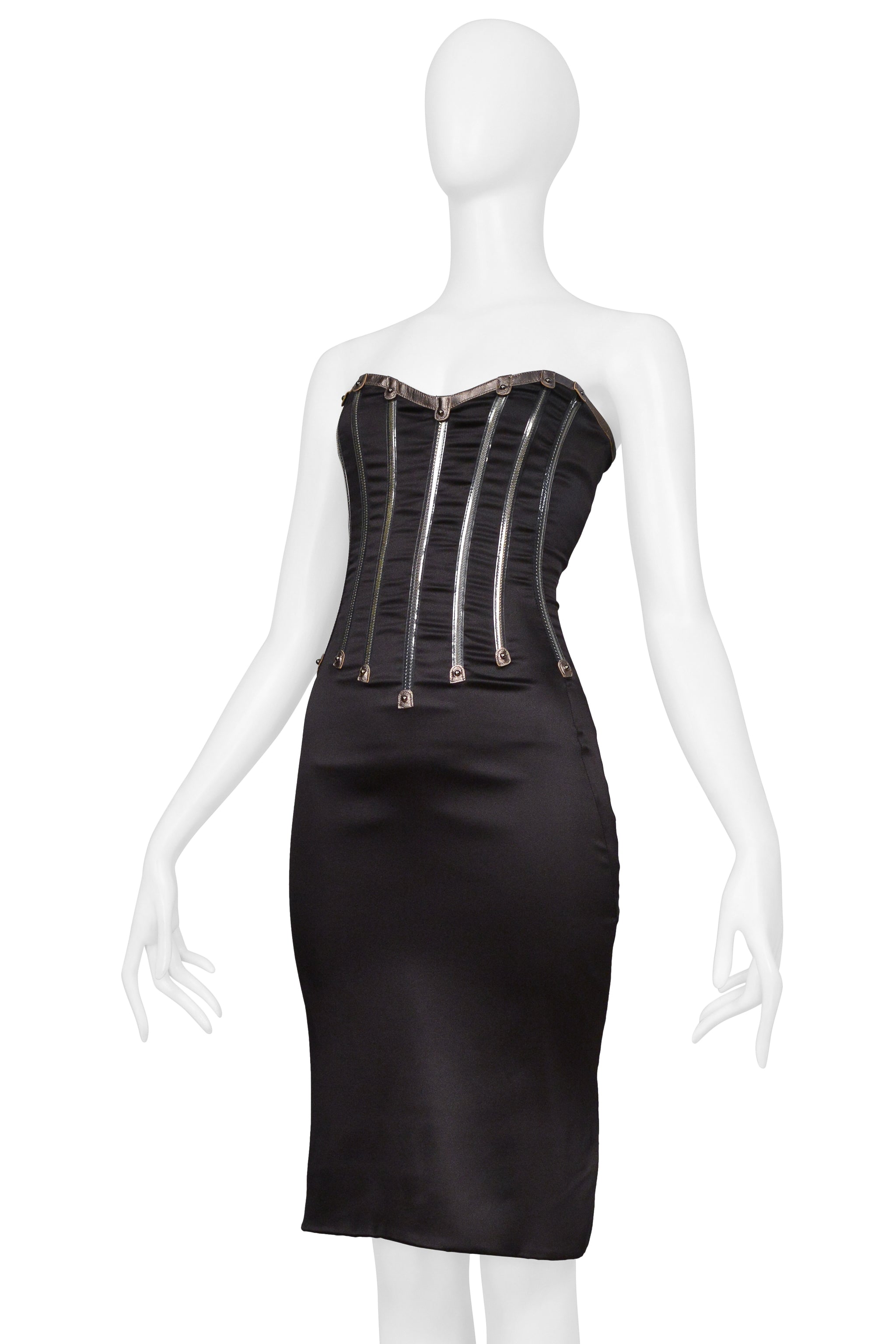 DOLCE & GABBANA BLACK STRAPLESS ZIPPERS DRESS 2007
