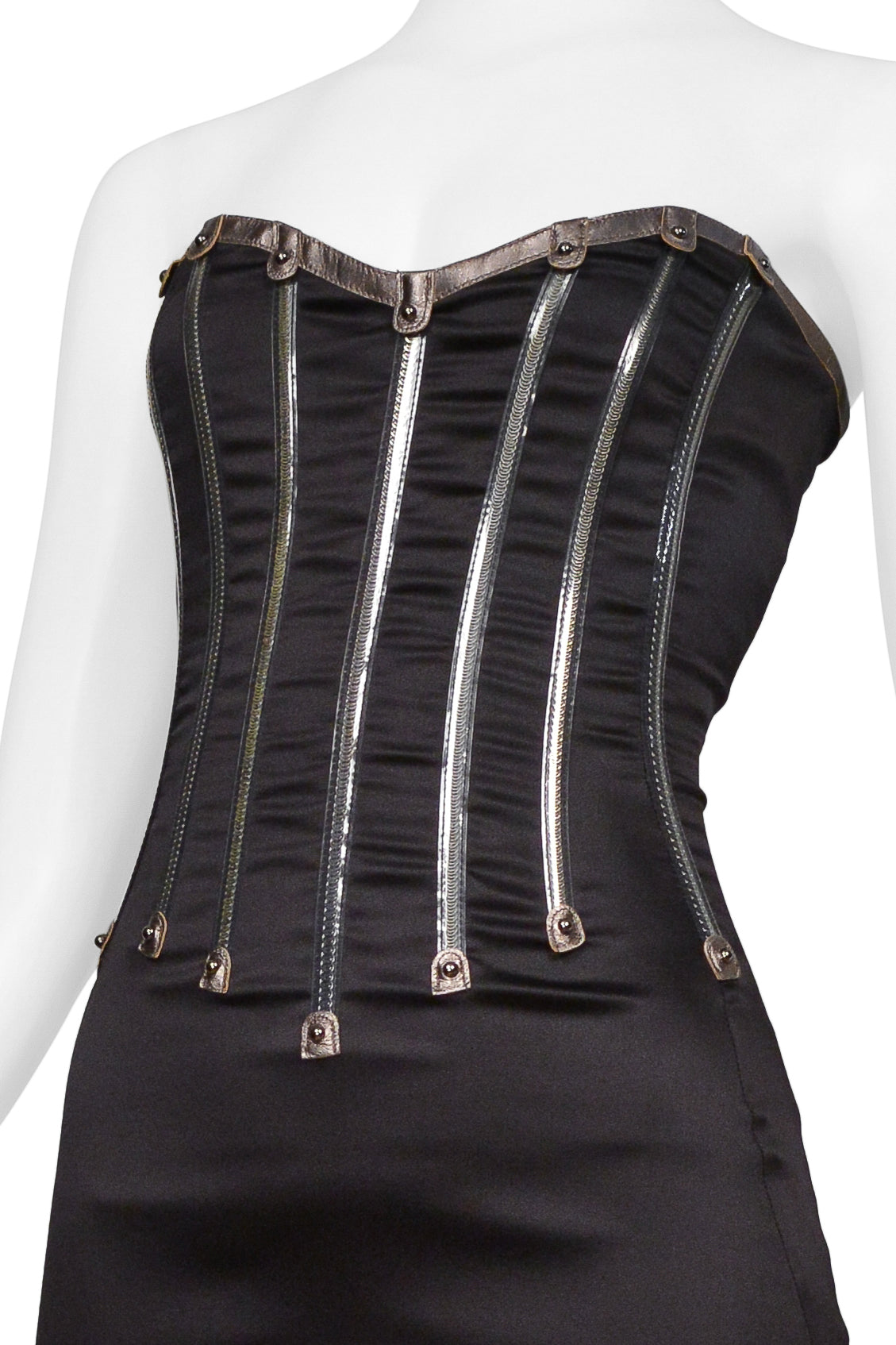 DOLCE & GABBANA BLACK STRAPLESS ZIPPERS DRESS 2007