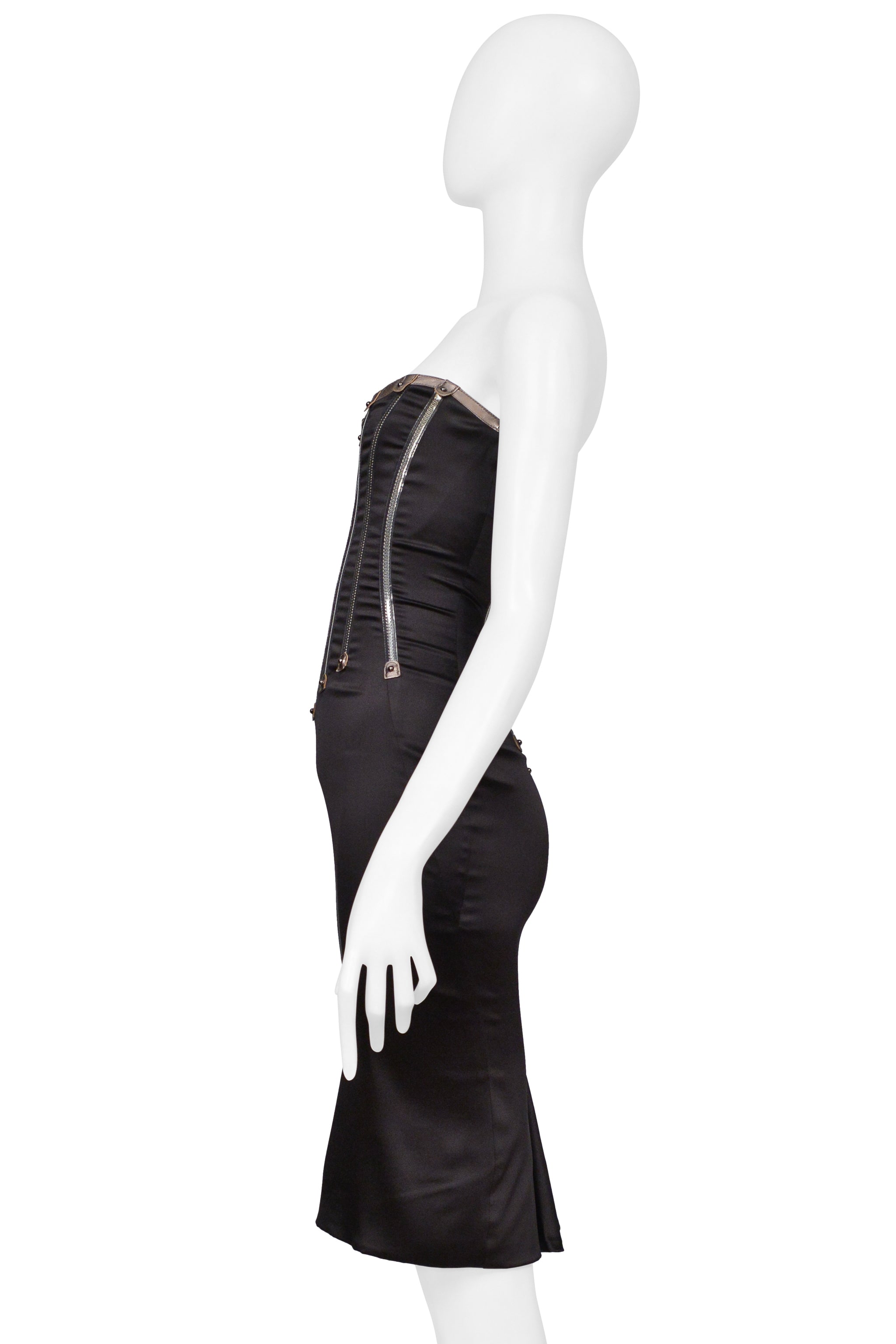 DOLCE & GABBANA BLACK STRAPLESS ZIPPERS DRESS 2007