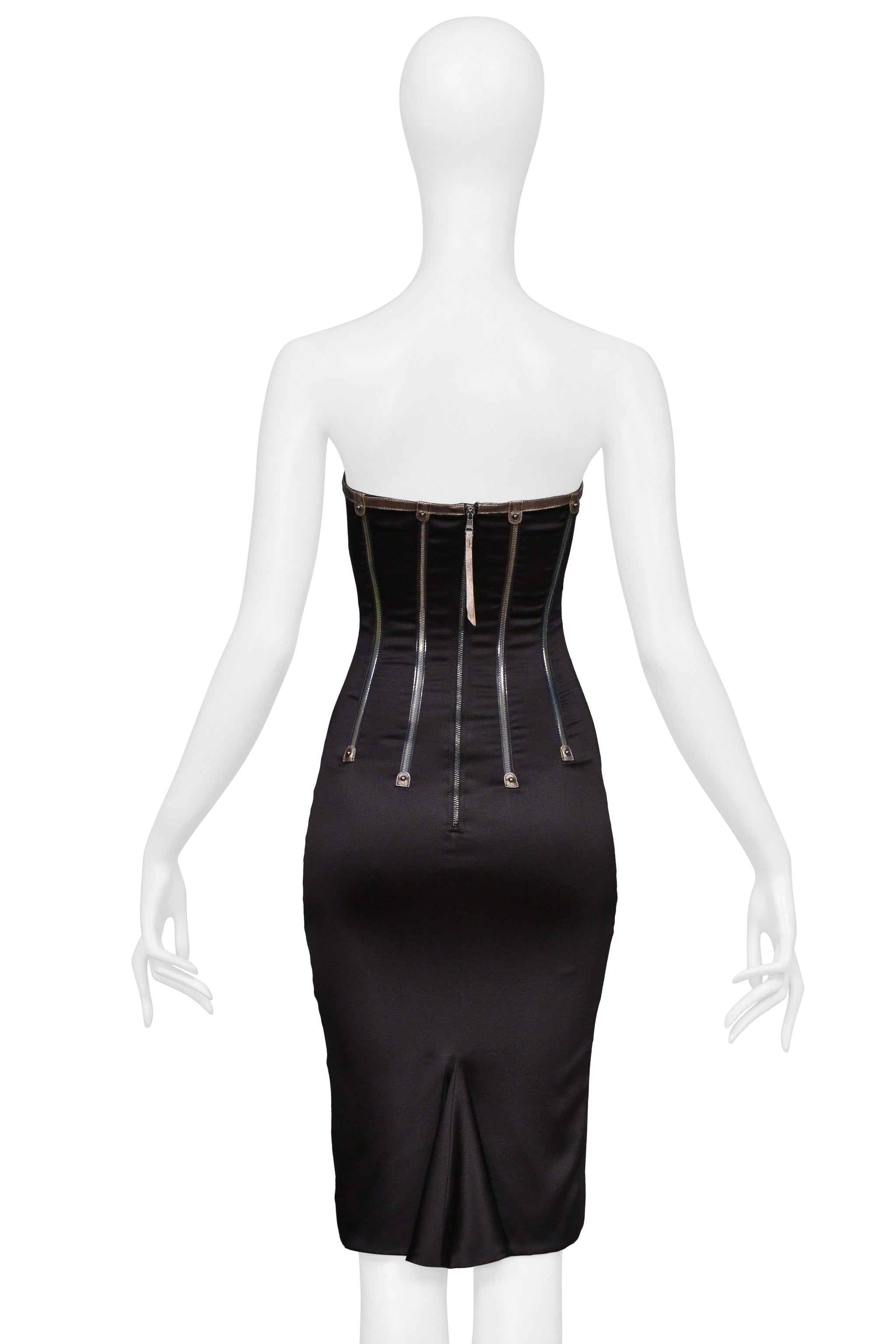 DOLCE & GABBANA BLACK STRAPLESS ZIPPERS DRESS 2007