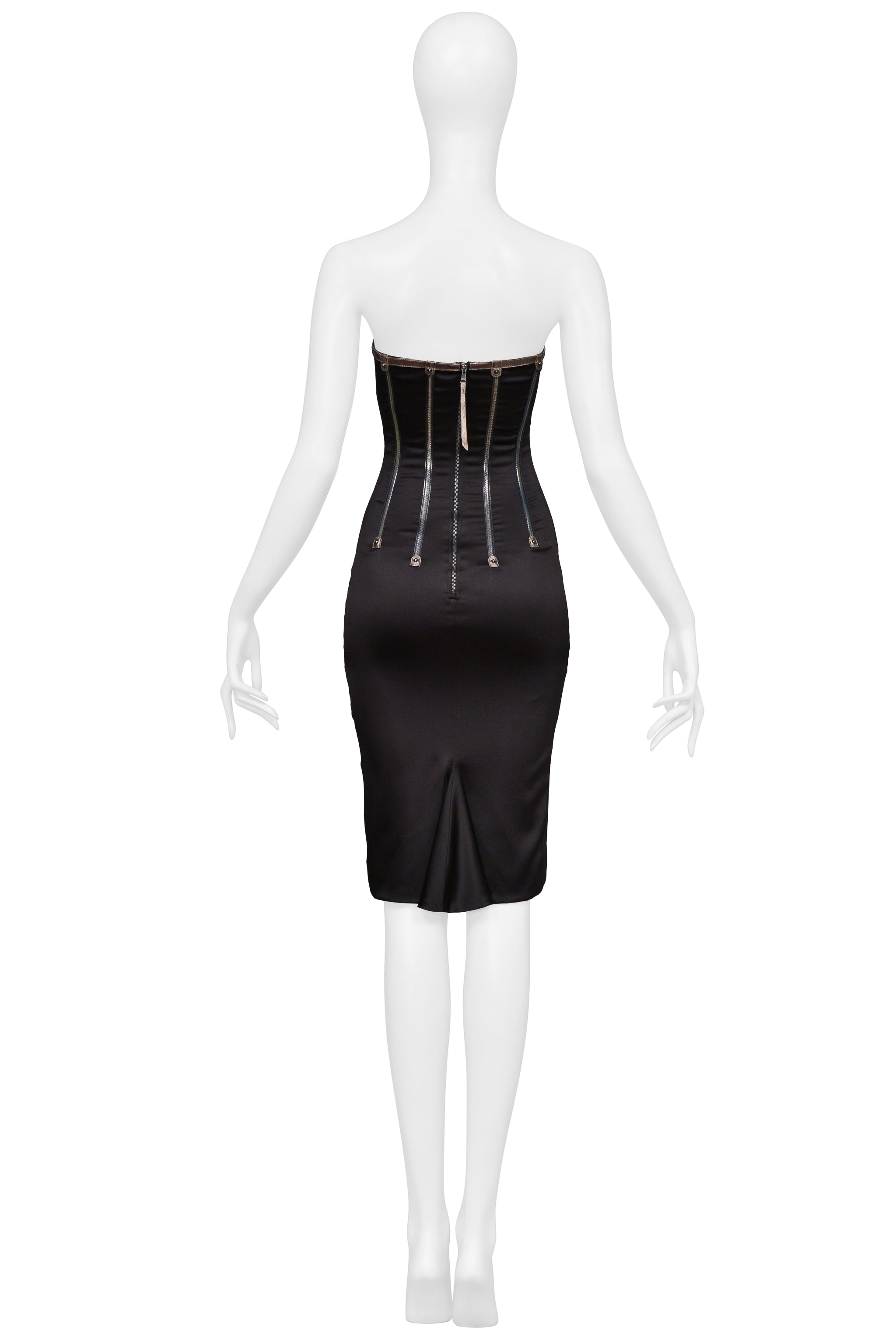 DOLCE & GABBANA BLACK STRAPLESS ZIPPERS DRESS 2007