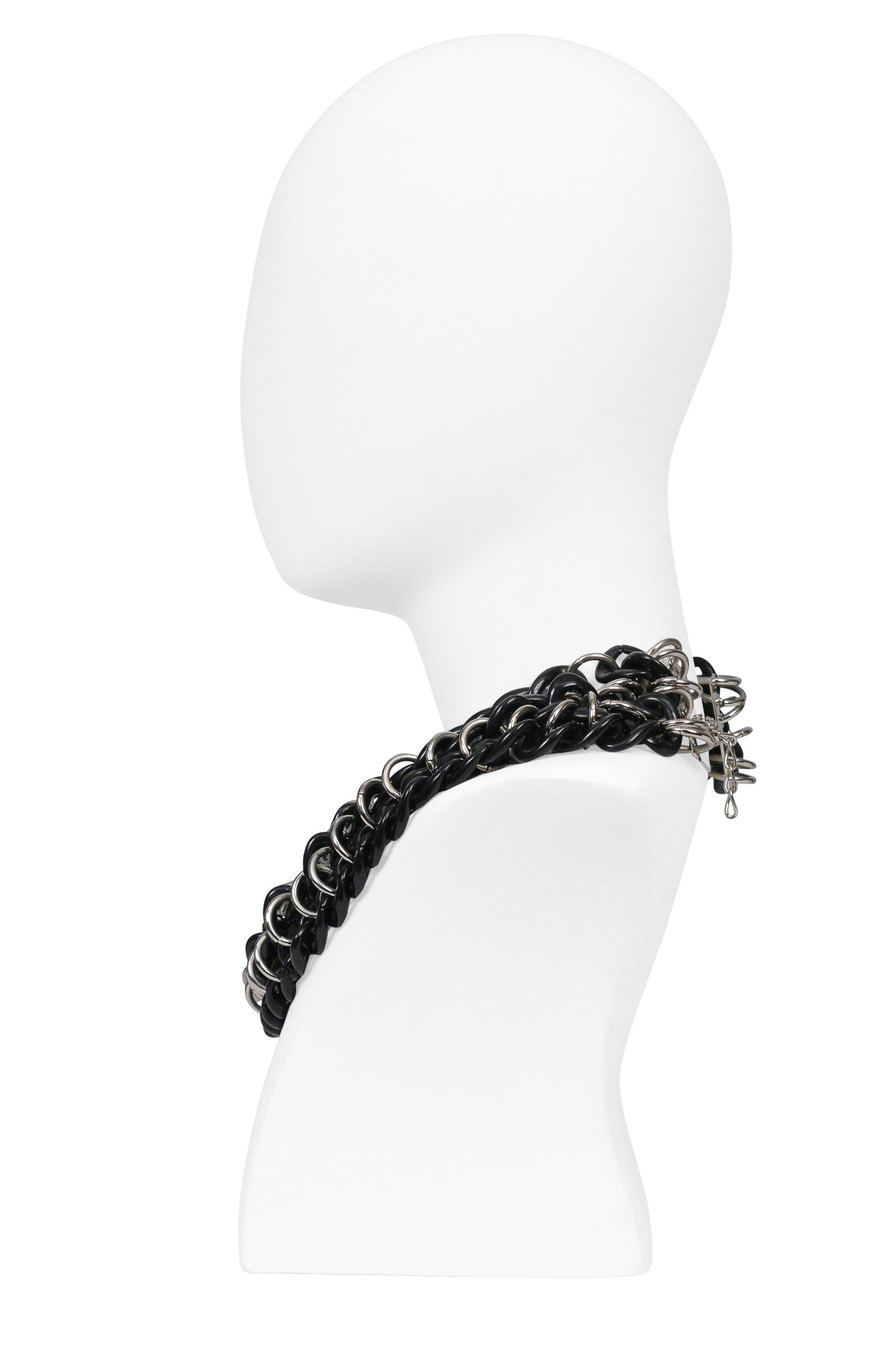 DOLCE & GABBANA BLACK ACRYLIC AND CHROME CHUNKY CHAIN NECKLACE