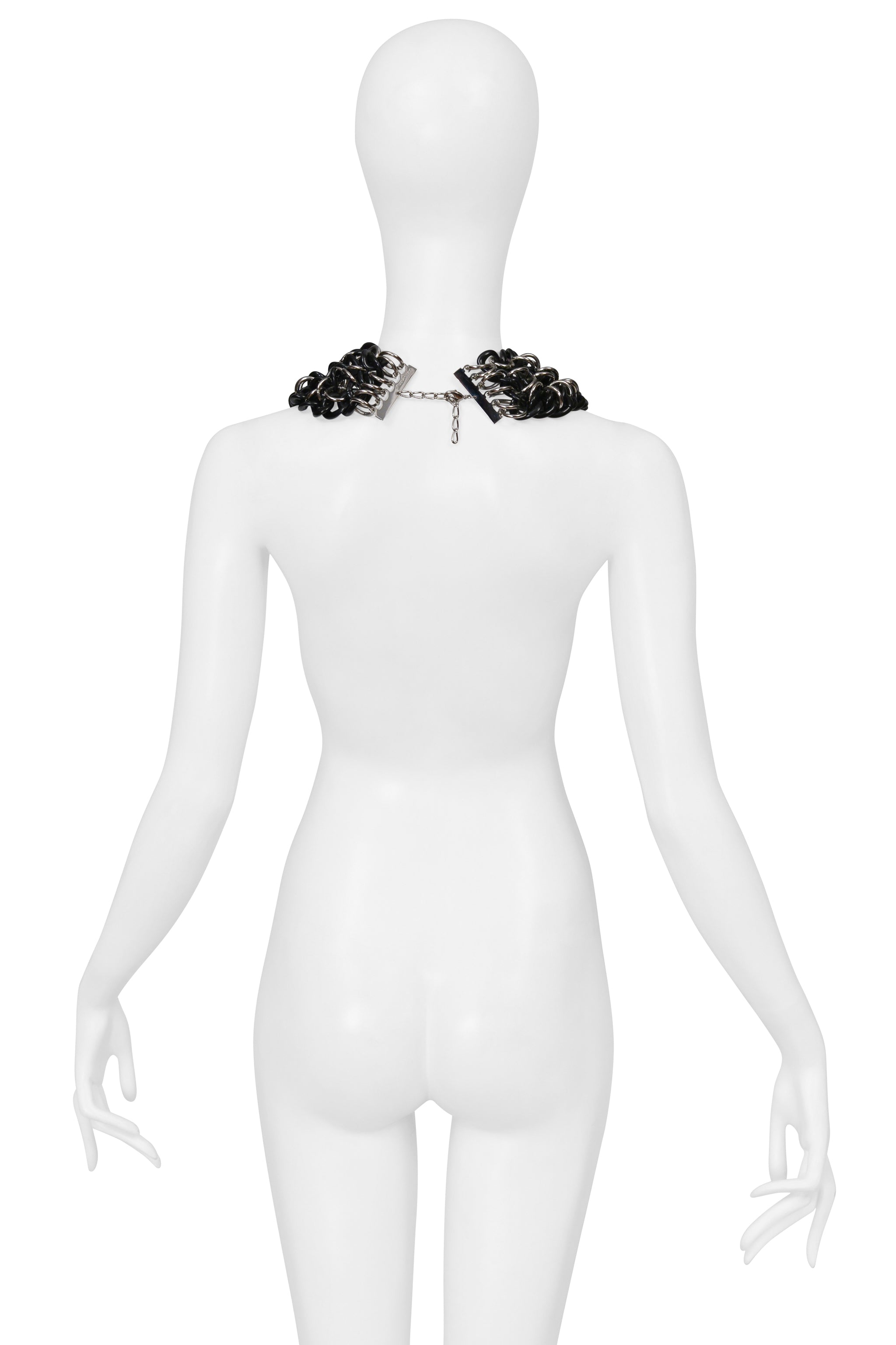 DOLCE & GABBANA BLACK ACRYLIC AND CHROME CHUNKY CHAIN NECKLACE