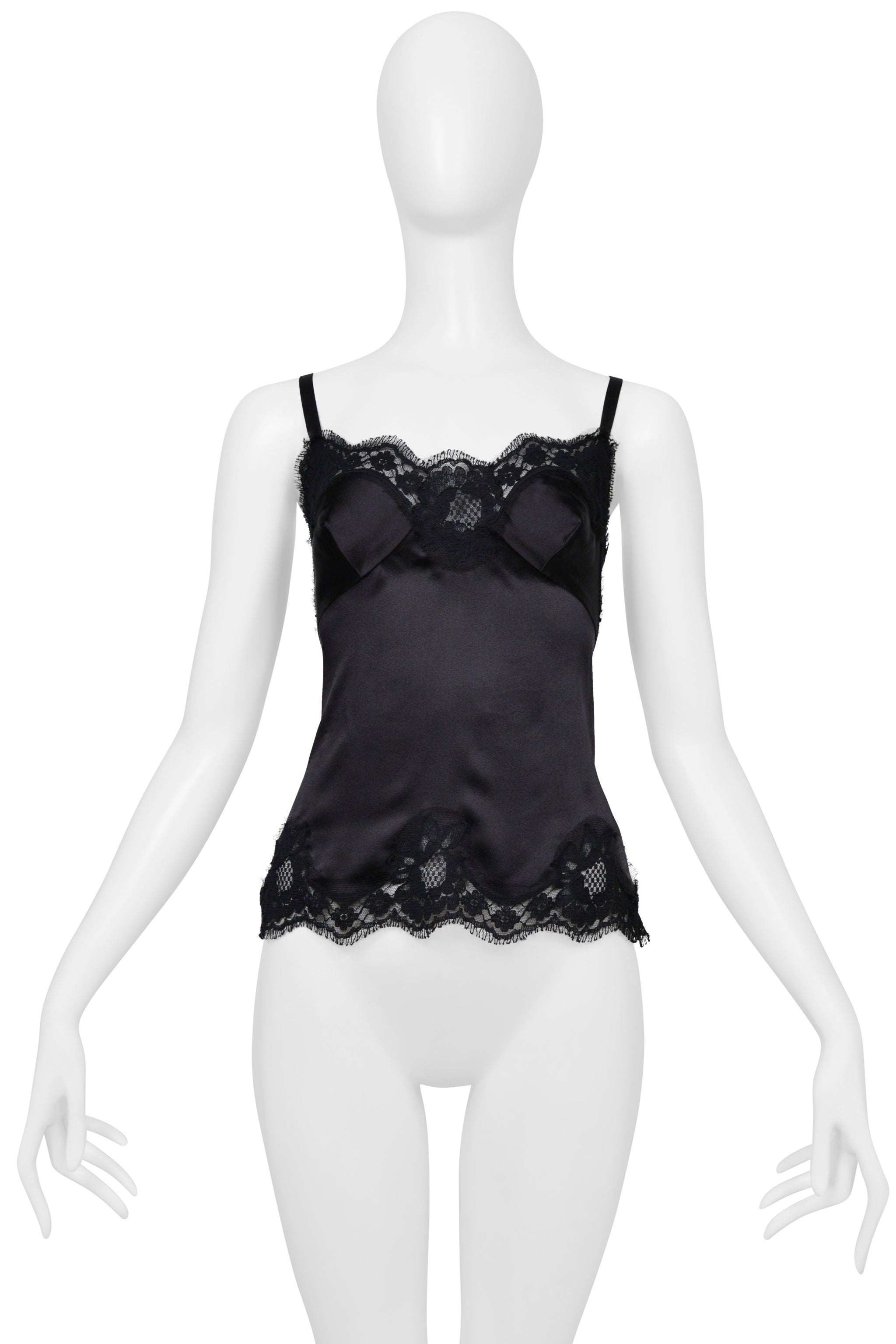 DOLCE & GABBANA BLACK CAMISOLE WITH LACE