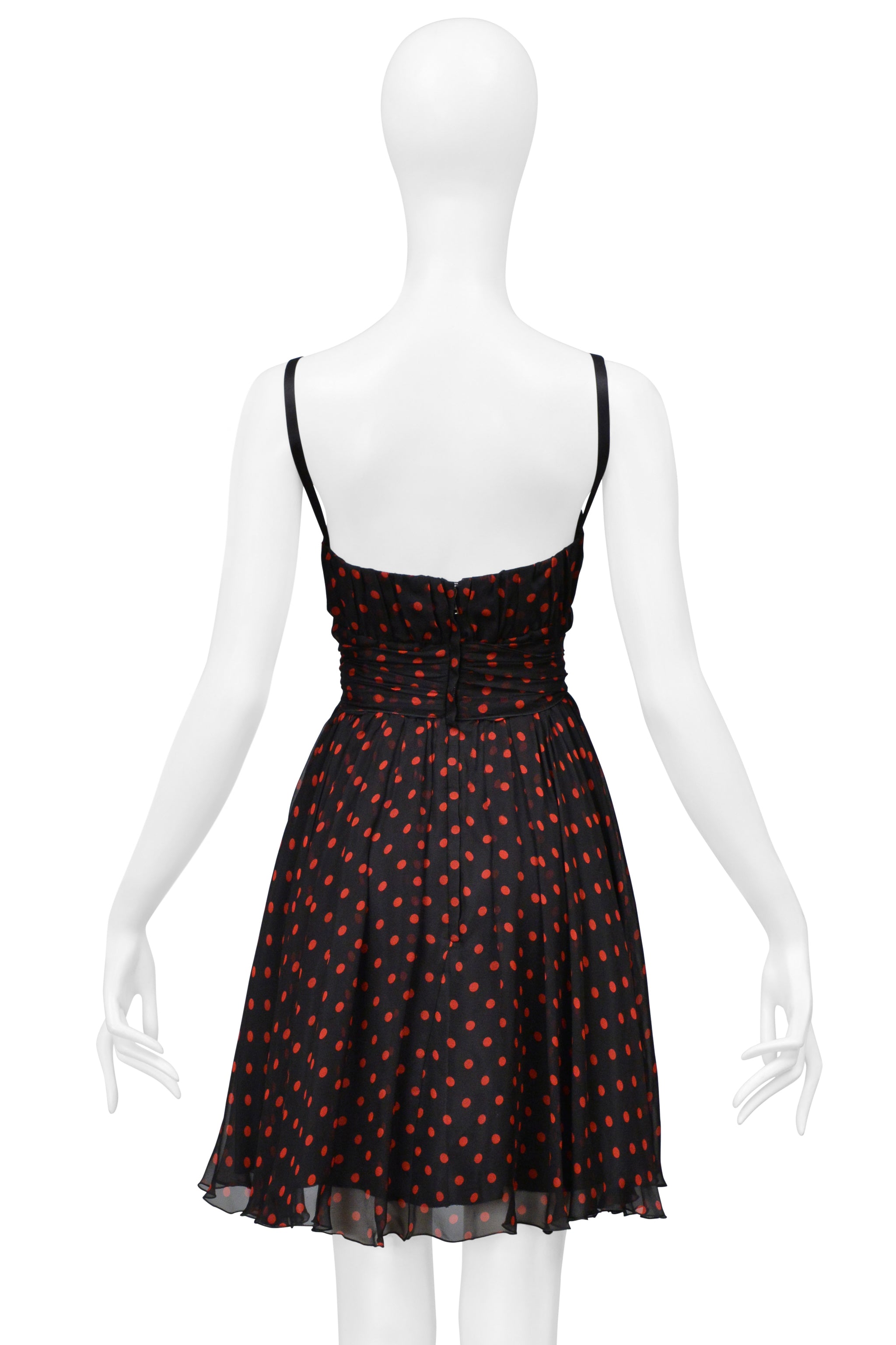 DOLCE & GABBANA BLACK CHIFFON DRESS WITH RED DOTS