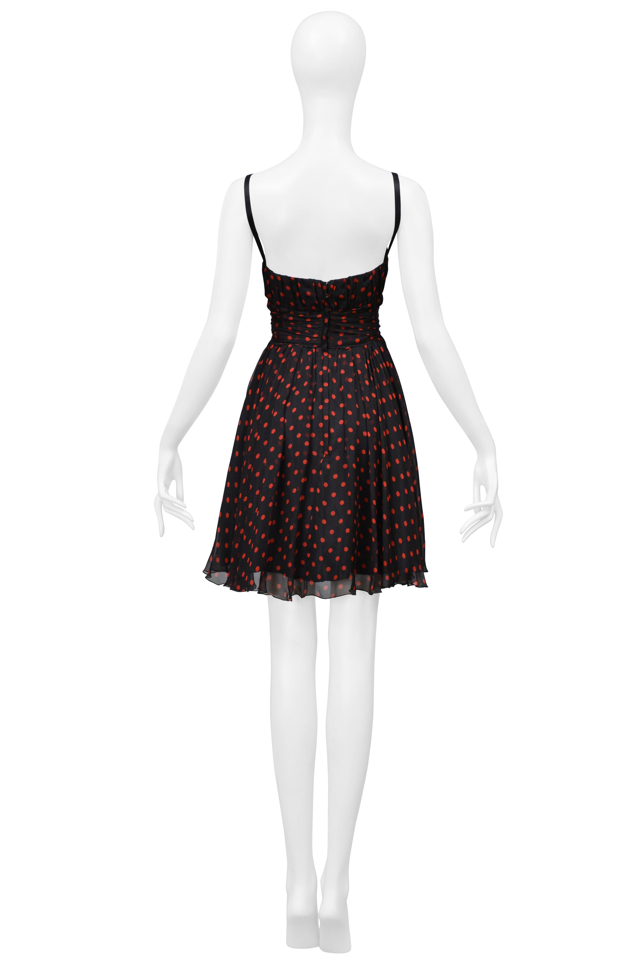 DOLCE & GABBANA BLACK CHIFFON DRESS WITH RED DOTS