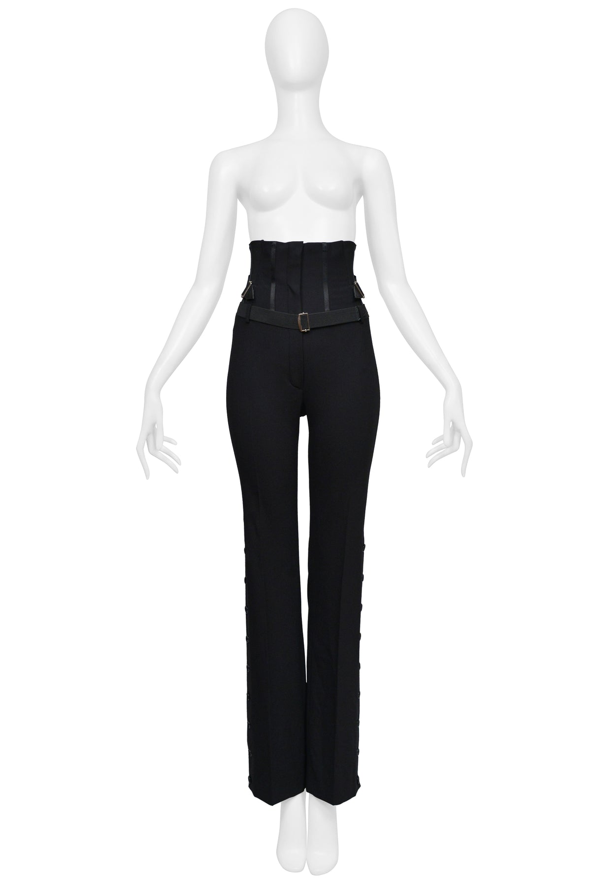 DOLCE & GABBANA BLACK CORSET PANTS WITH SIDE BUTTONS