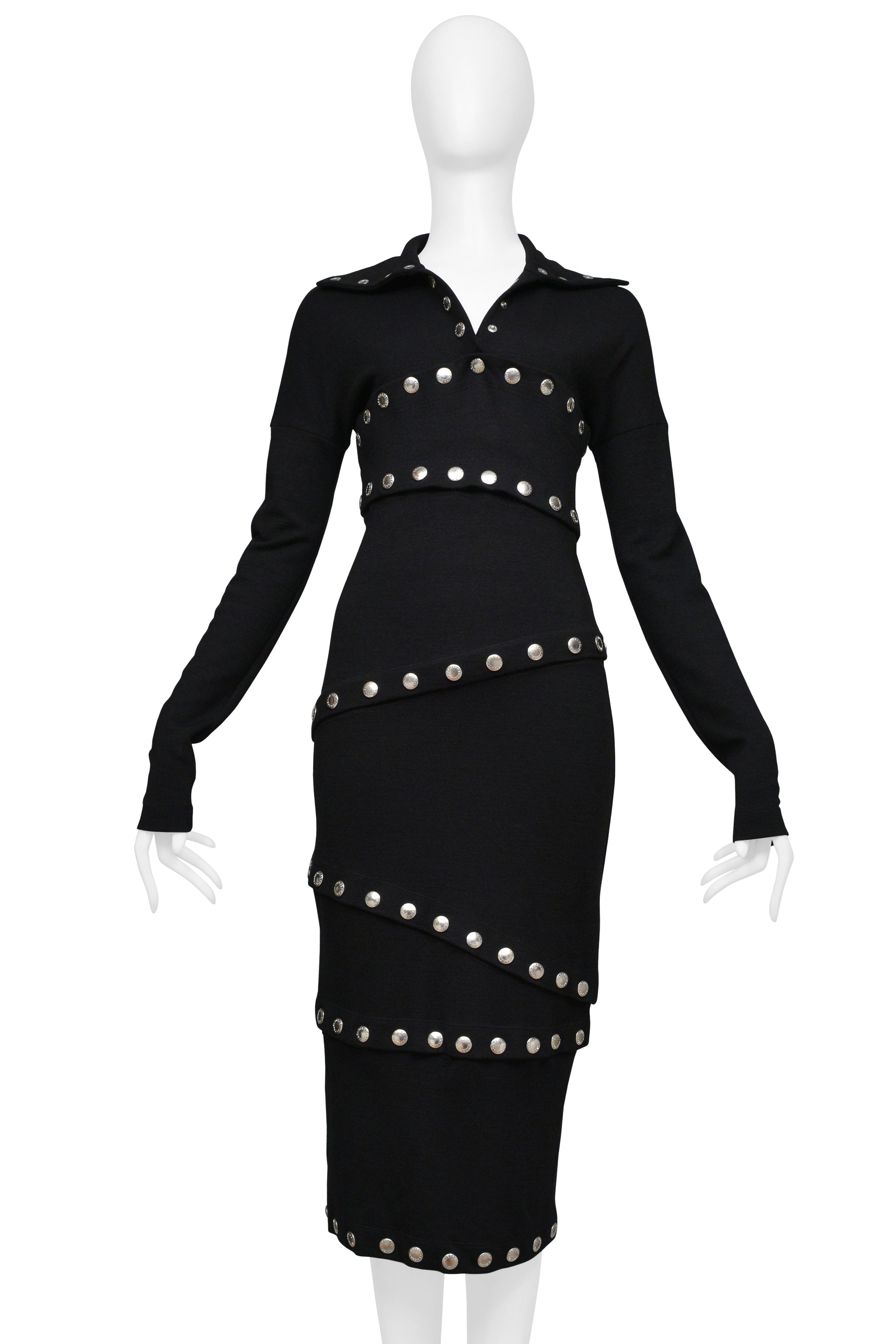 DOLCE & GABBANA BLACK KNIT DRESS WITH SNAPS 2003