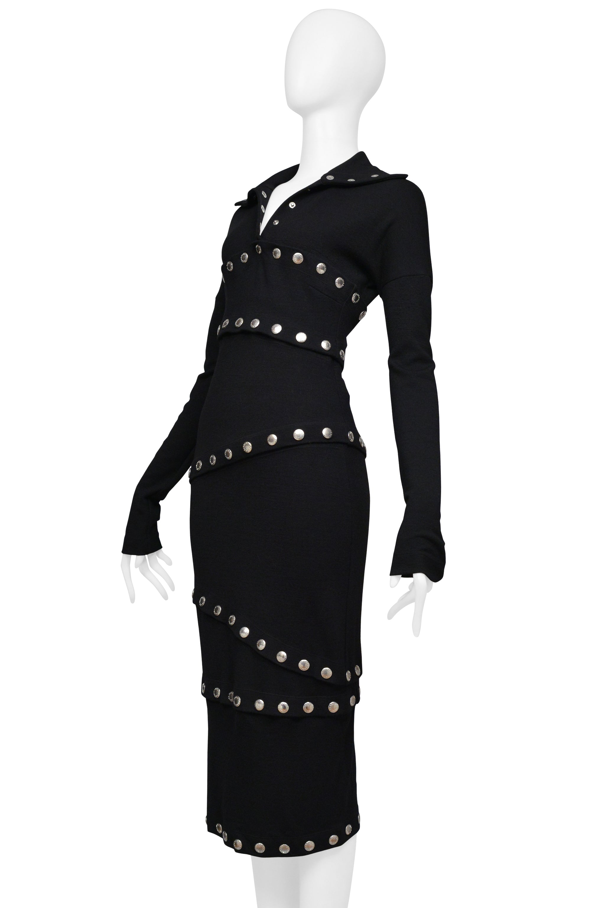 DOLCE & GABBANA BLACK KNIT DRESS WITH SNAPS 2003