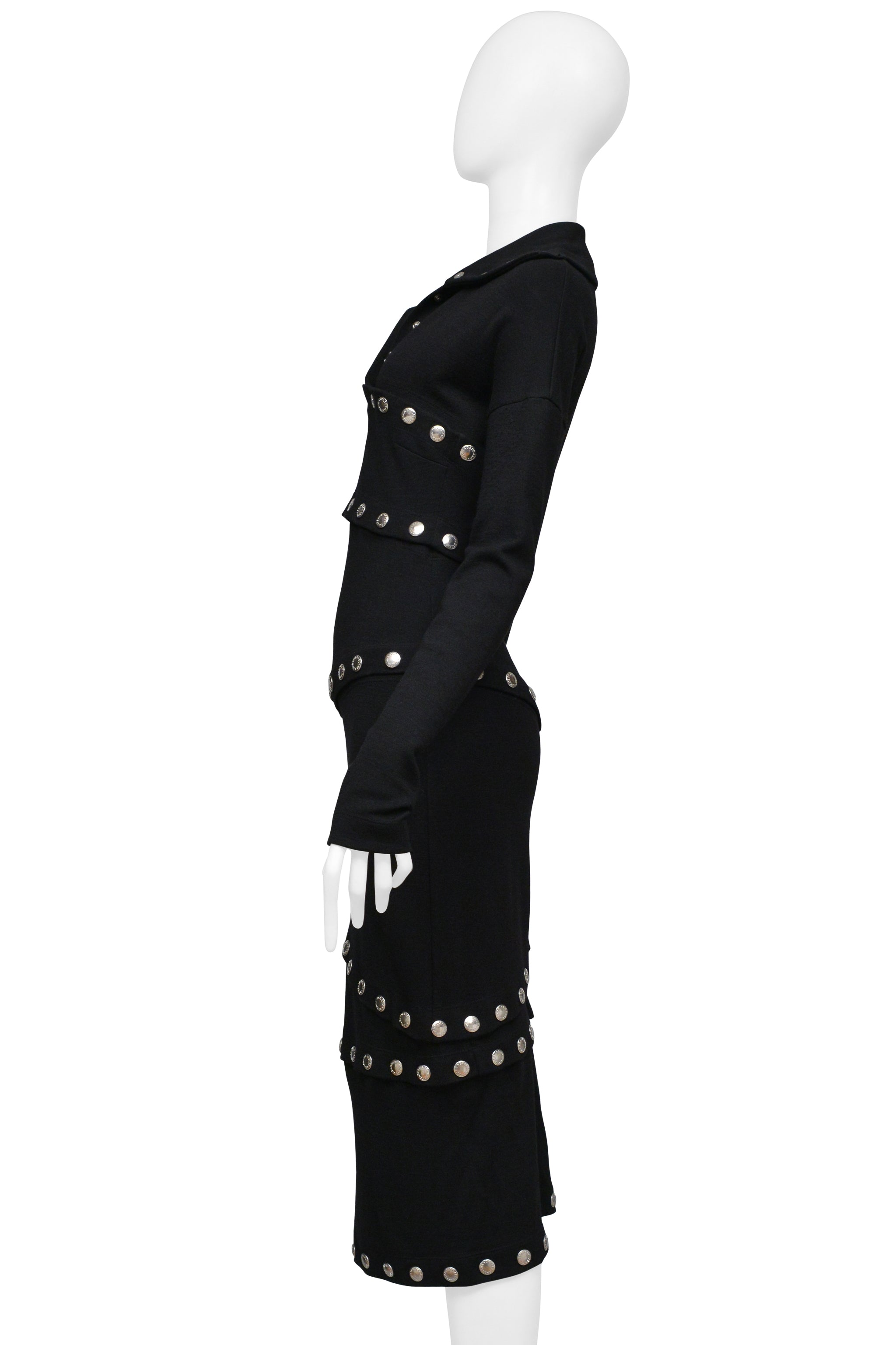DOLCE & GABBANA BLACK KNIT DRESS WITH SNAPS 2003